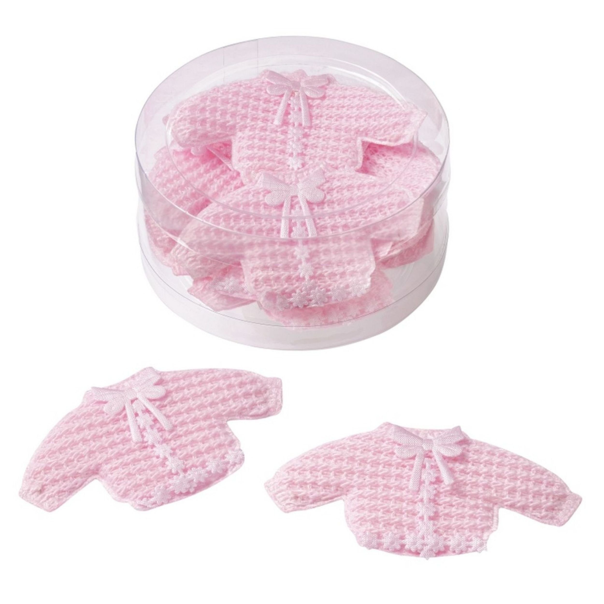 Streudeko 10x Strickjacke Streudeko rosa hellblau blau Baby Satin Strick 7 cm