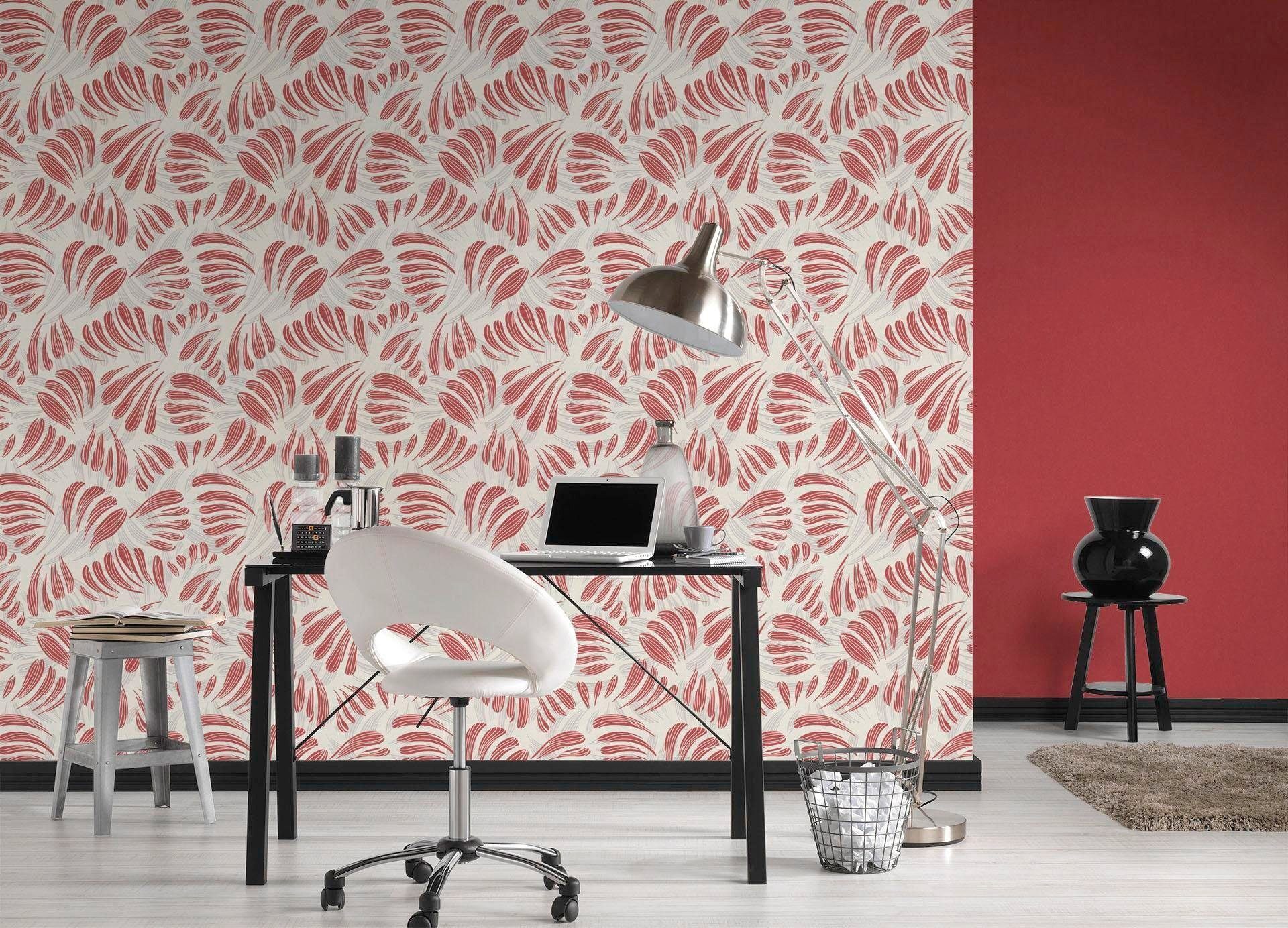 A.S. geometrisch, grafisch, walls Vliestapete Flavour, mit rot/grau/silberfarben Création living Glitzereffekt