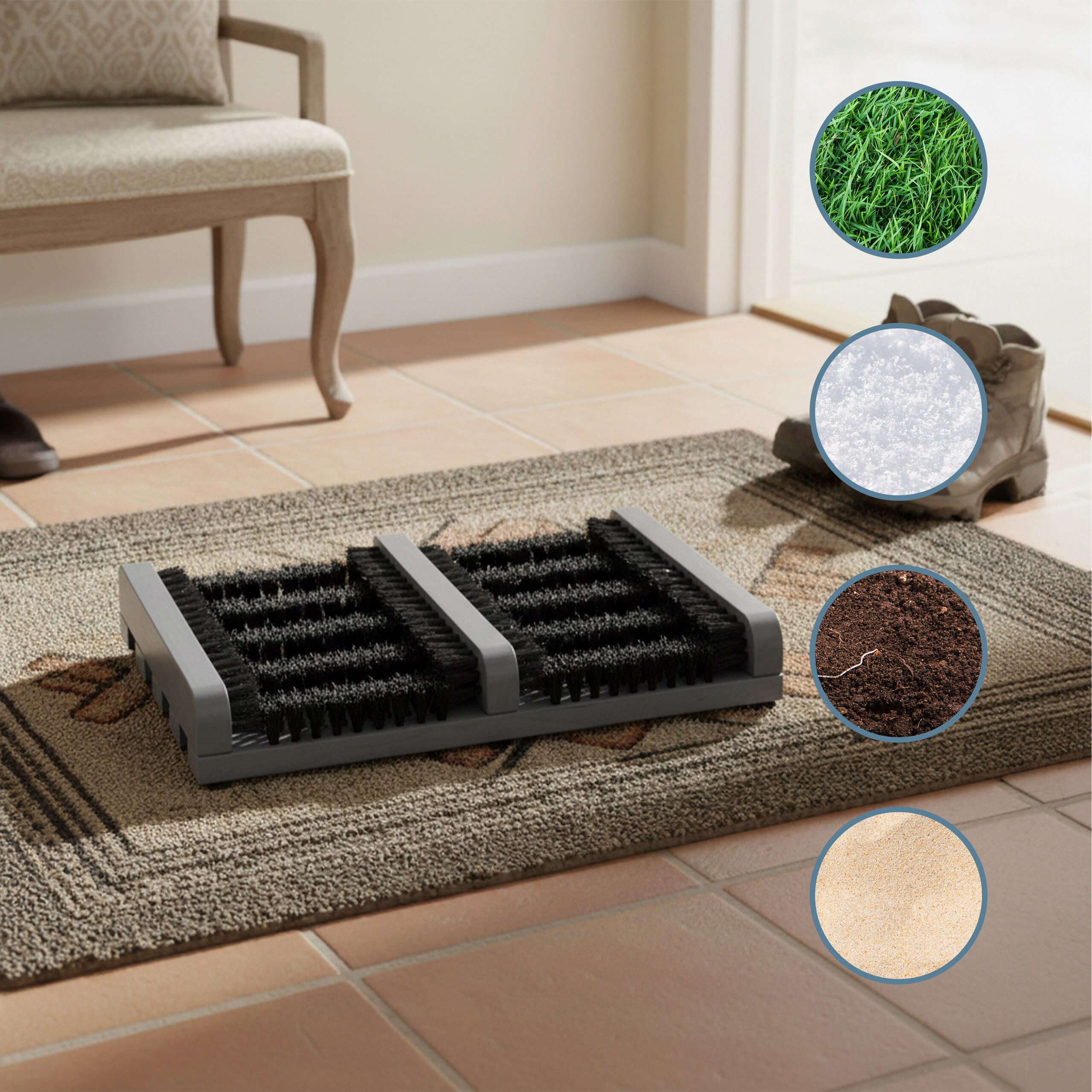 relaxdays Schuhputzbürste Schuhabstreifer mit Bürsten, Arbeits- und Gartenschuhe, Stiefel, (1-tlg) – Bild 5 von 5