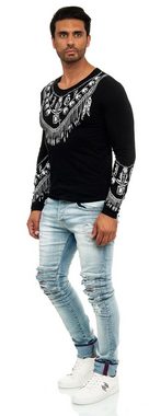 KINGZ Langarmshirt mit coolem Federnkranz-Druck