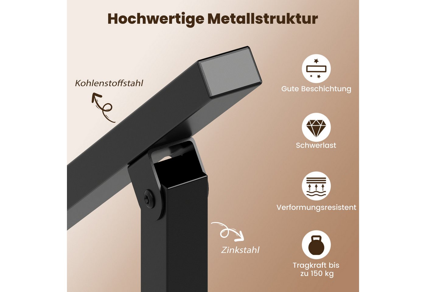 Thumbnail - COSTWAY Treppengeländer, 70 cm Länge, 92 cm Höhe, mit 2 Pfosten, 1-tlg., Treppengeländer mit Winkelverstellung