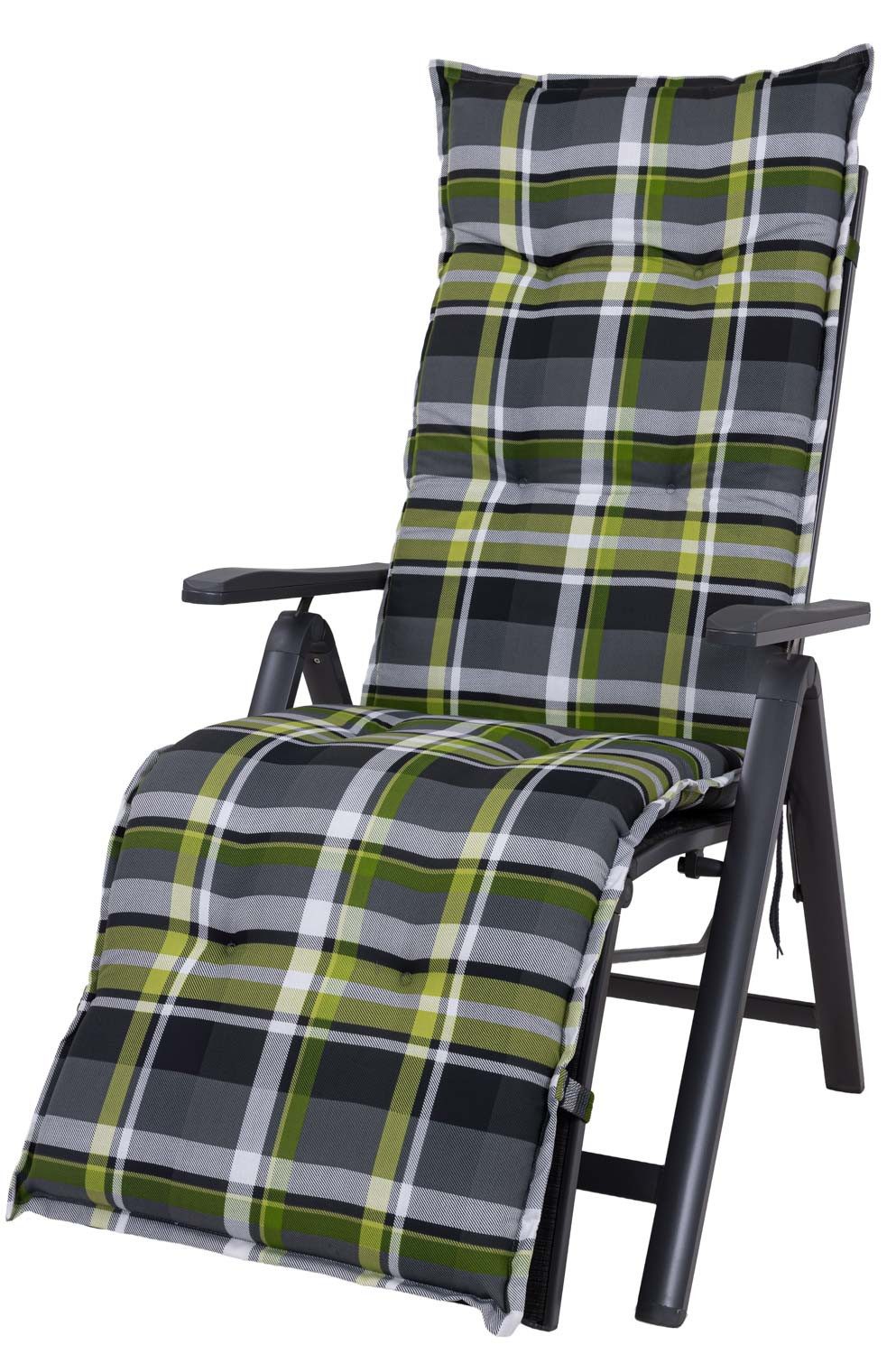 Sun Garden Sesselauflage Relaxliege Prato 10460-210 grün-grau-weiß kariert 174x53x8cm SunGarden