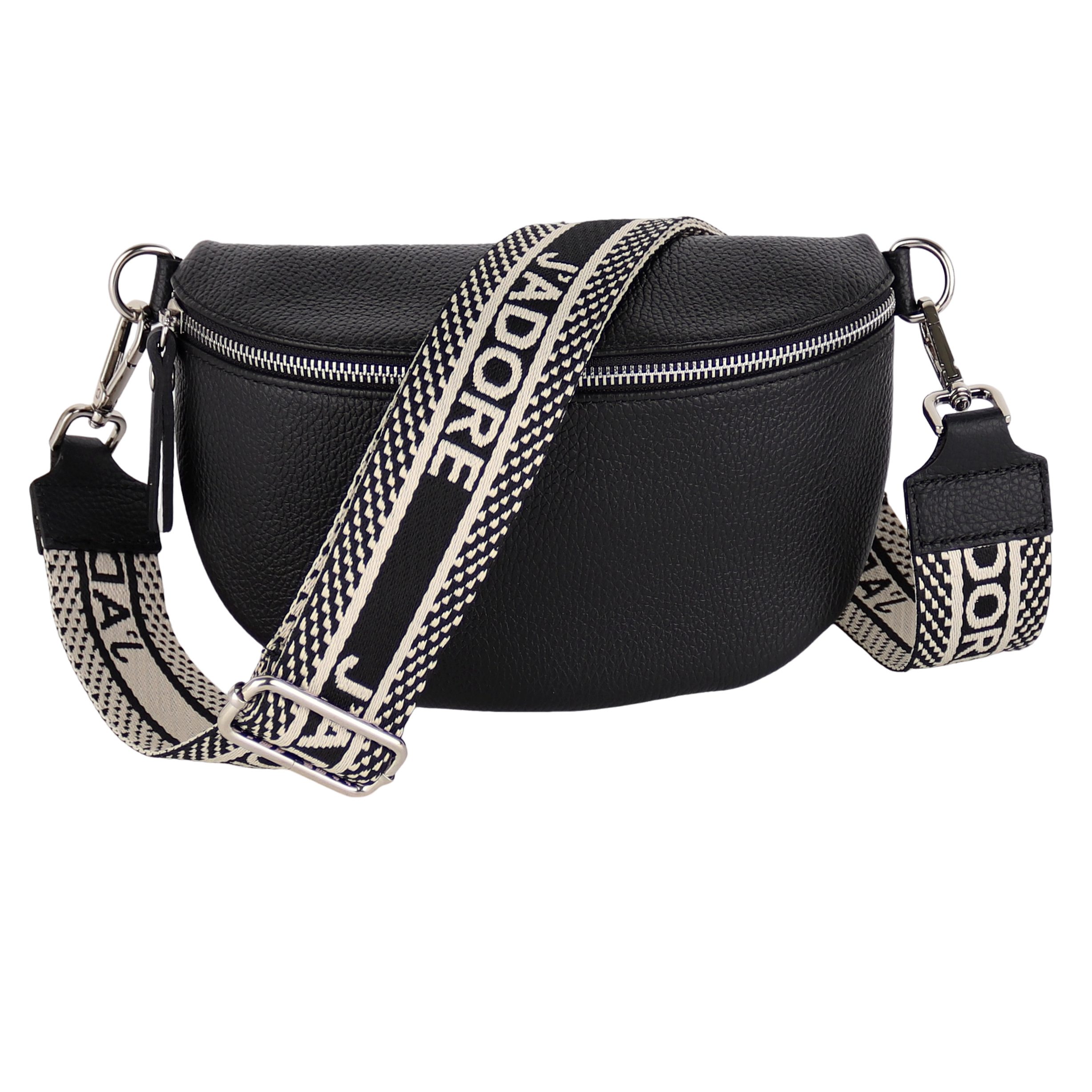 Bauchtasche Damen, Echtleder, Leder, Made in Italy, Umhängetasche, Brusttasche