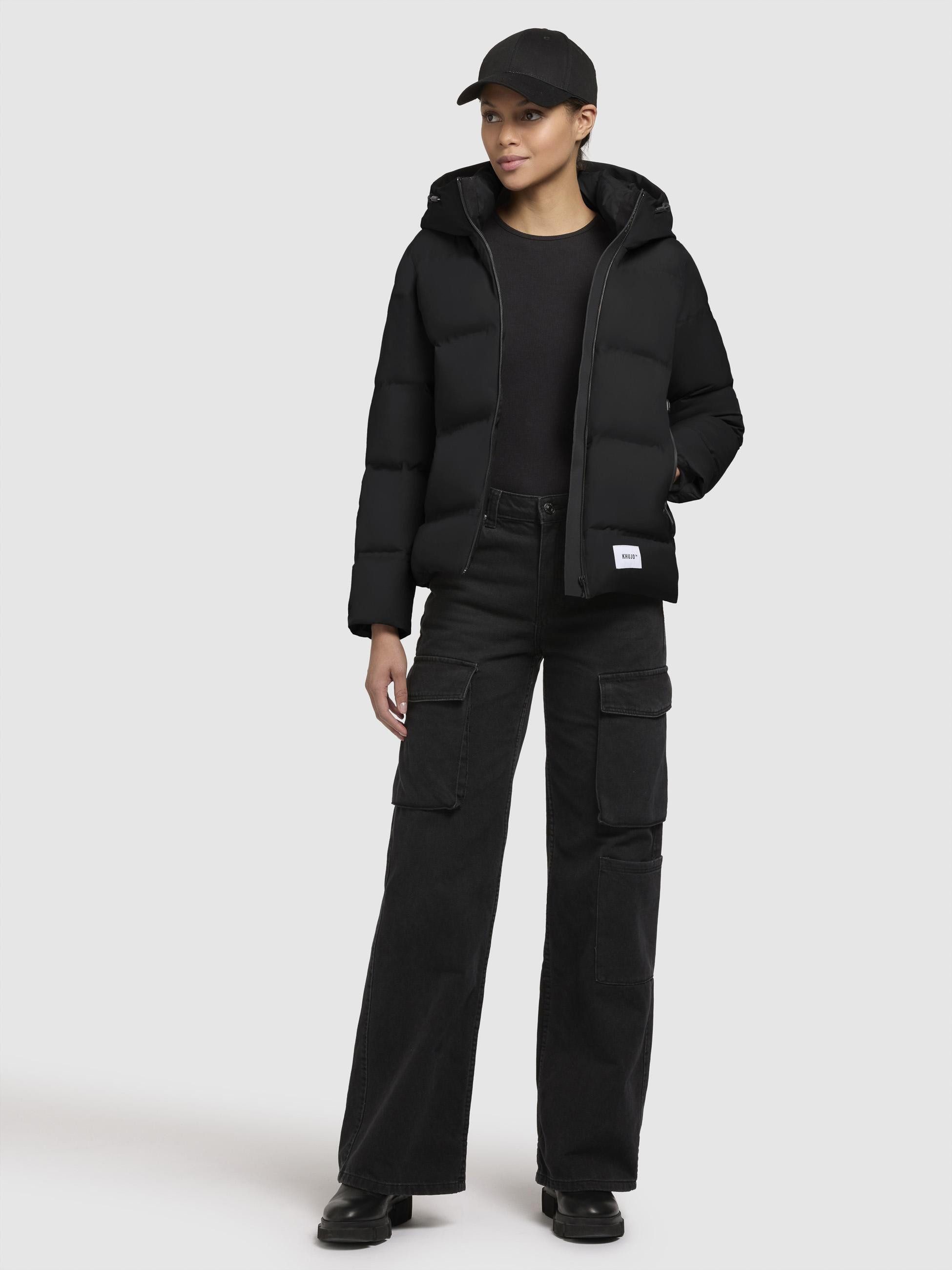 khujo Winterjacke Liev-YM Warme gesteppte Damen Kapuzenjacke
