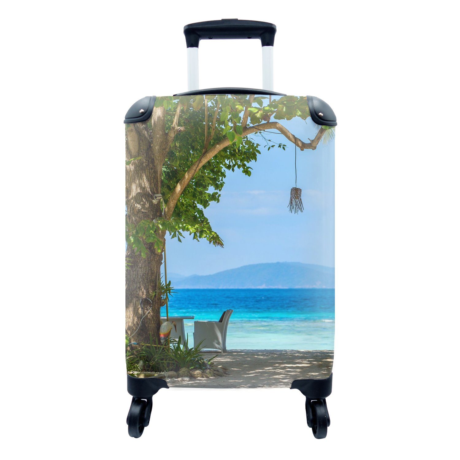 Tropisch - Handgepäckkoffer mit - Reisetasche Strand Trolley, 4 rollen, Ferien, Meer, für Reisekoffer MuchoWow Handgepäck Rollen,