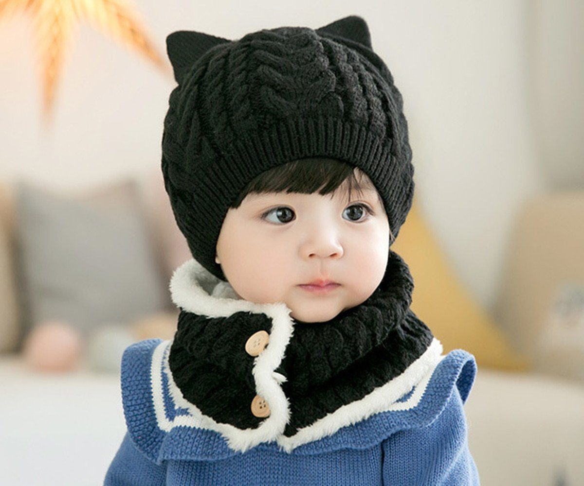 Warme Baby Strickmütze Kinder 2 baby Warm Jungen black Strickmütze Stück Strickmütze, Mütze,Schlupfmütze XDeer Wintermütze Mädchen