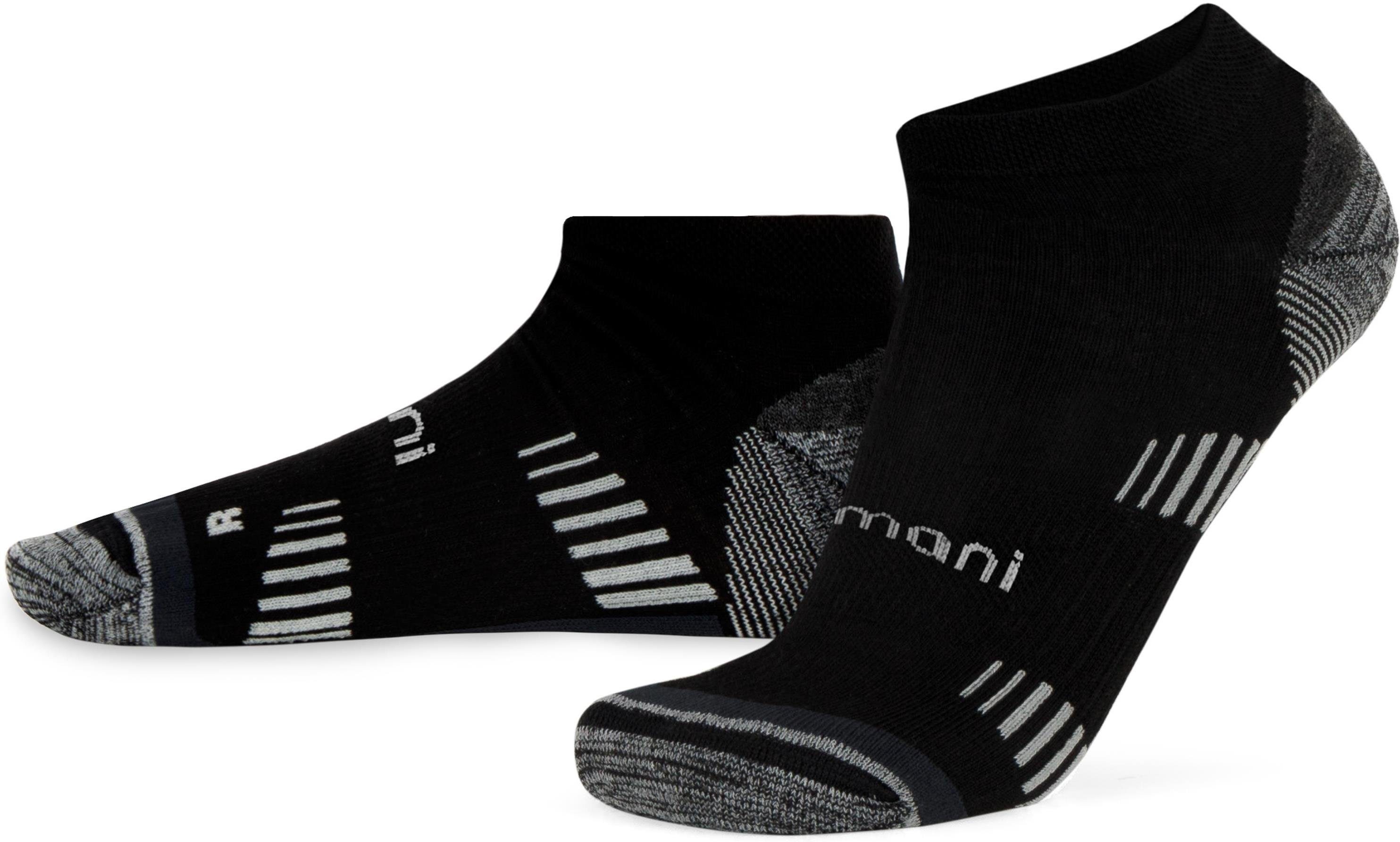 normani Sneakersocken 2 Merino Trekking Sneaker-Socken mit Frotteesohle (2 Paar) hochwertige Merinowolle Schwarz