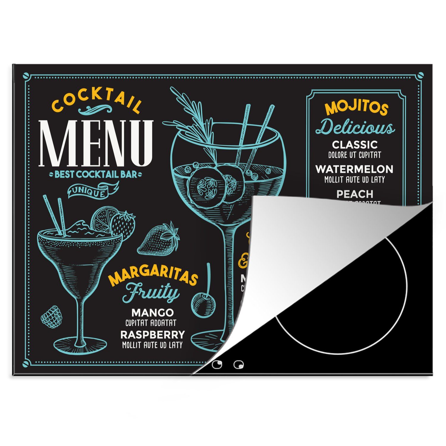 MuchoWow Herdblende-/Abdeckplatte Cocktail - Sommer - Zitate, Vinyl, (1 tlg), 70x52 cm, Mobile Arbeitsfläche nutzbar, Ceranfeldabdeckung