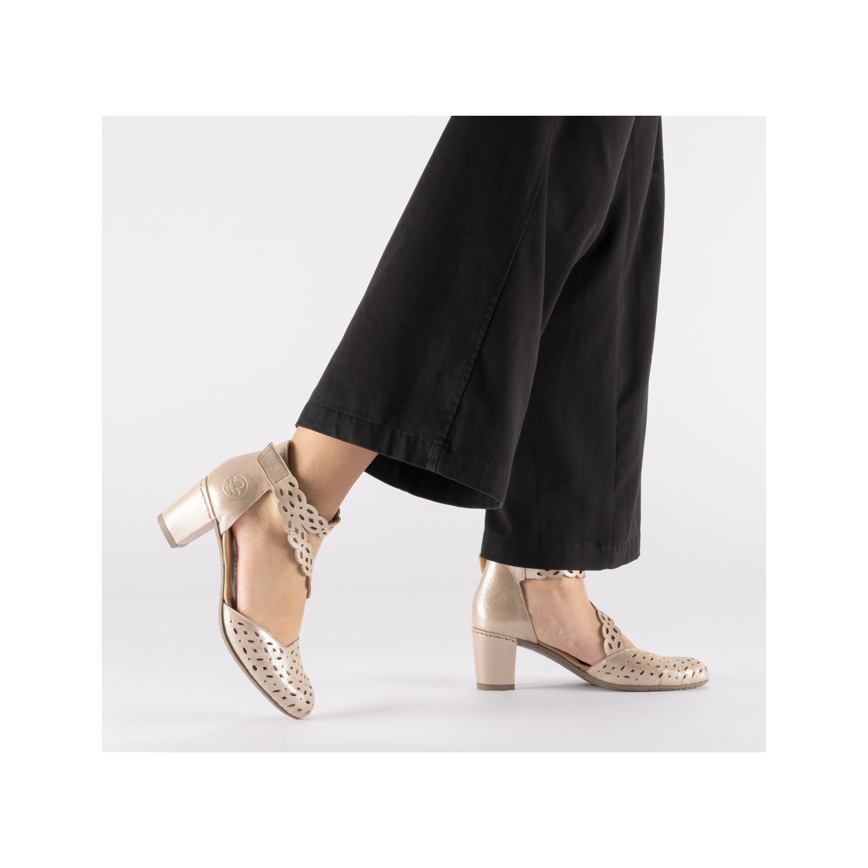 Rieker Spangenpumps Sommerschuh, Pumps mit Klettverschluss, Blockabsatz