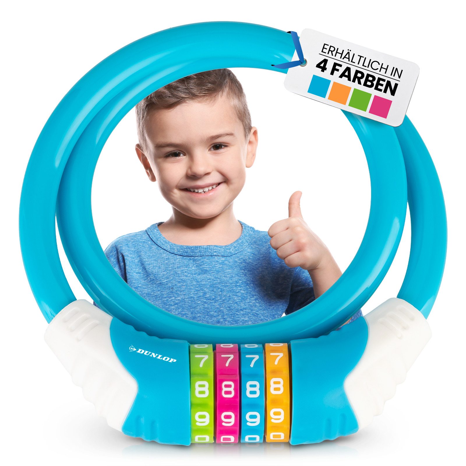 Dunlop Zahlenkettenschloss Fahrradschloss Zahlenschloss Kinder Fahrrad Schloss Sicherheitsstufe 5
