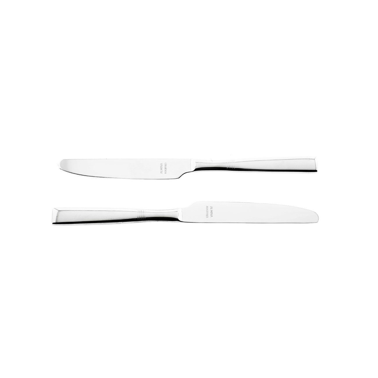 Almina Buttermesser 2 Tlg. Menümesser-Set aus Chrom-Edelstahl 18/10 Silber mit Design (2 Stück)