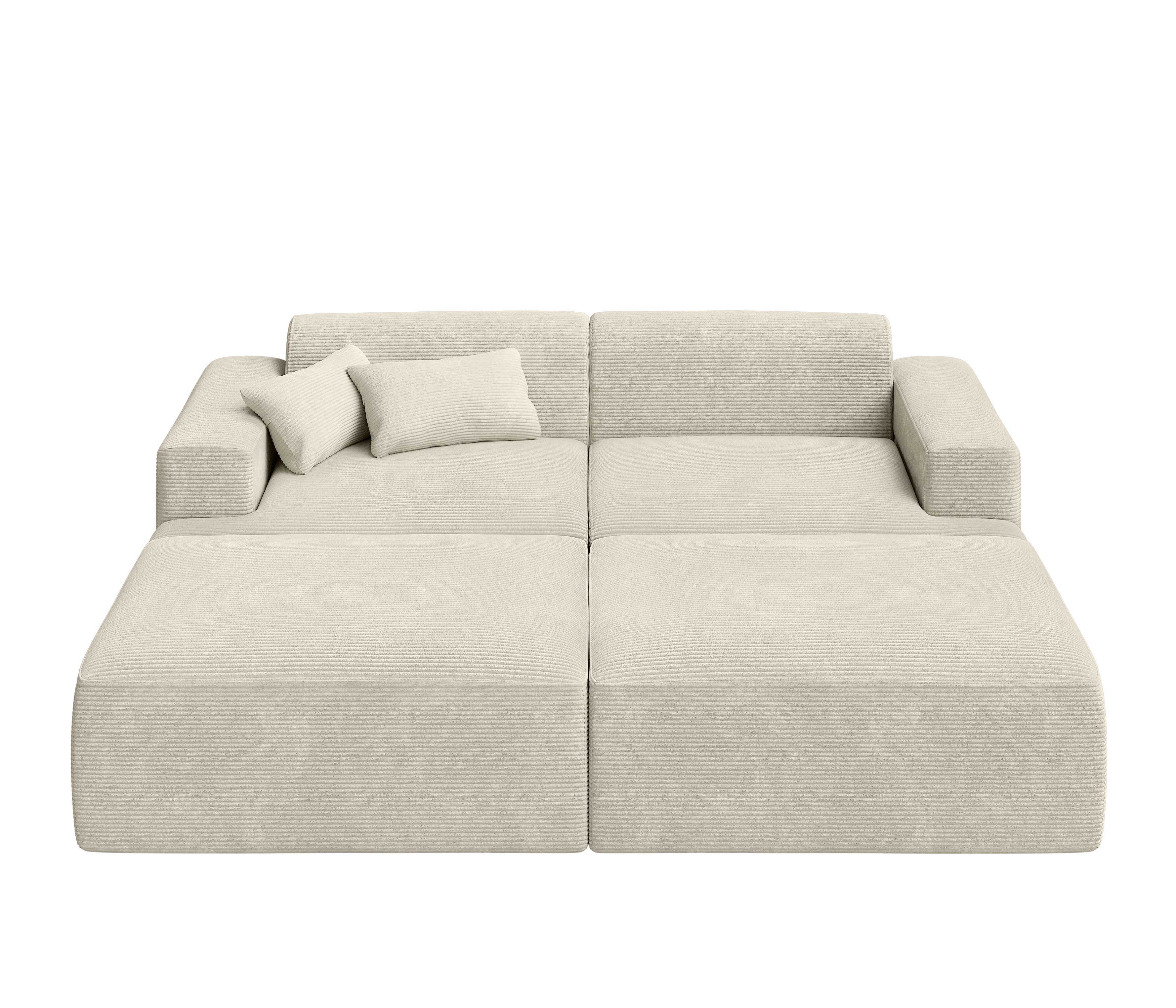 skølm Sofa Freki aus Cord, Vollschaumcouch mit Federkern und Vakuum-Kompression, Beige, Couch 2 Sitzer, 2 Kissen, kein Aufbau erforderlich, 230 cm breit, gepolstert, vakuumiert