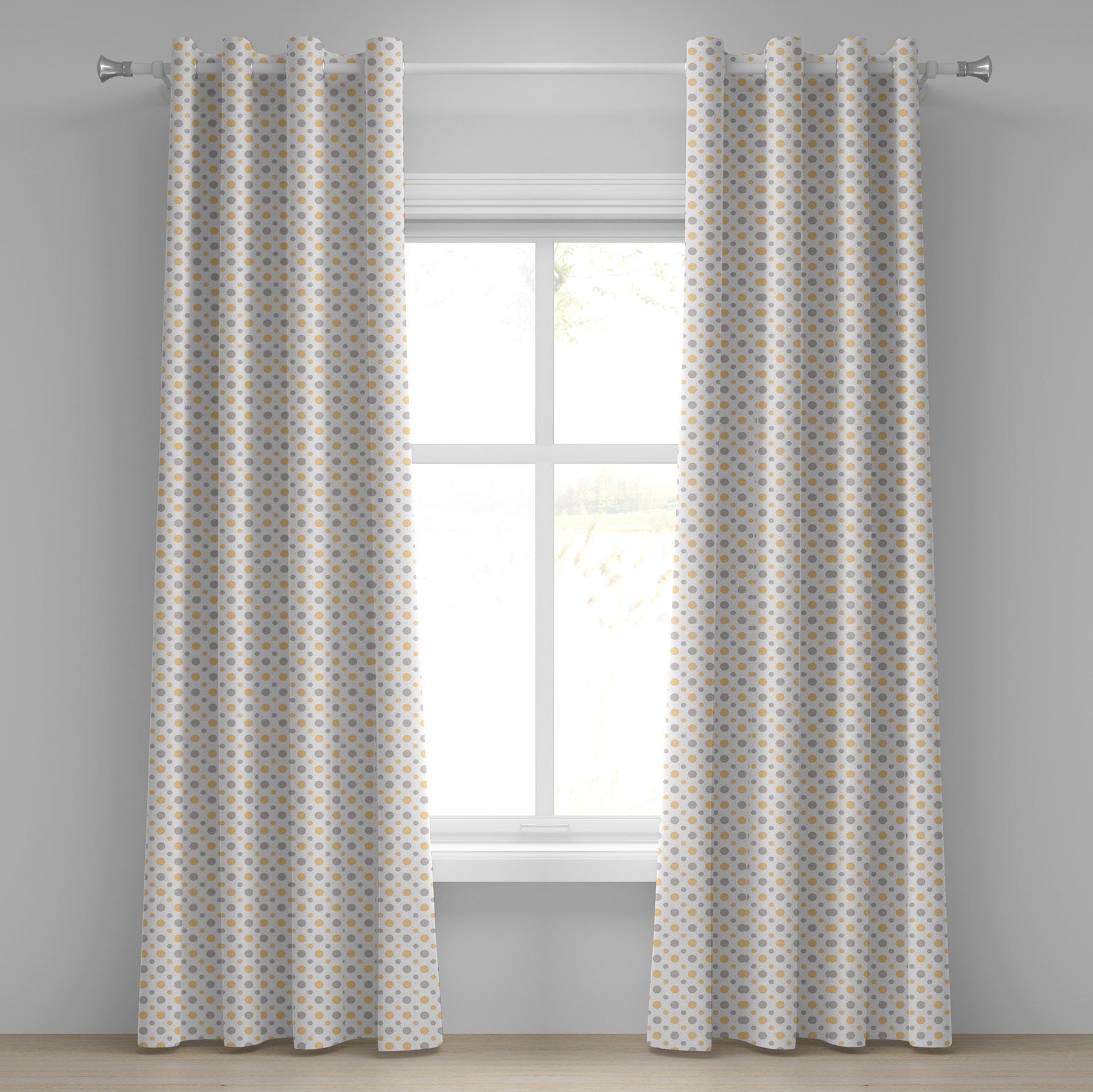 Gardine Dekorative 2-Panel-Fenstervorhänge für Schlafzimmer Wohnzimmer, Abakuhaus, Retro Große Kleine Shabby-Punkte