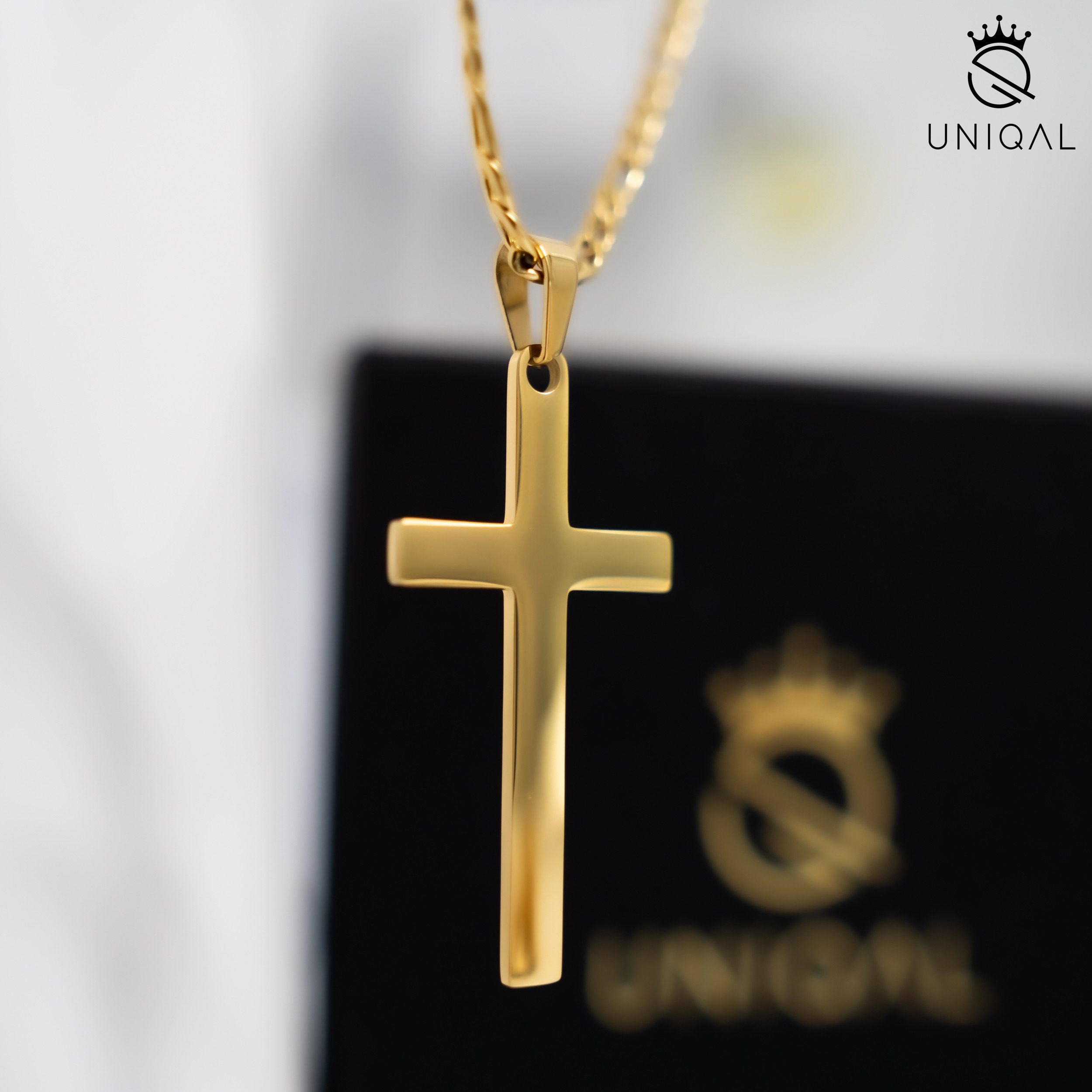 UNIQAL.de Kreuzkette UNIQAL Kreuz Halskette mit Anhänger Symbol (Edelstahl, Casual Style, Unisex, Basic, Deutsches Patent-und Markenamt), Kreuzanhänger
