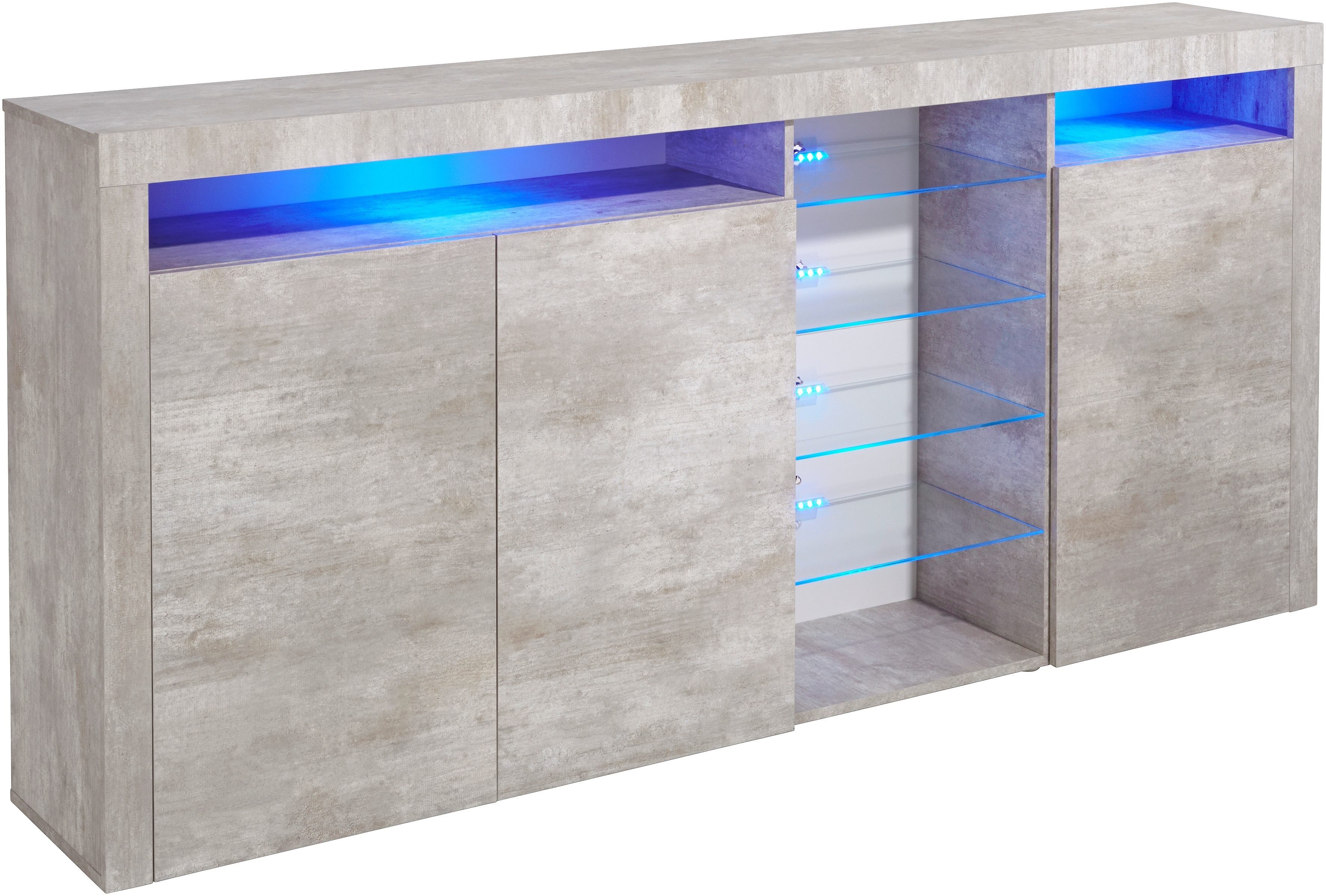 cm borchardt beton-optik Highboard 200 Breite Möbel Santa Fe,