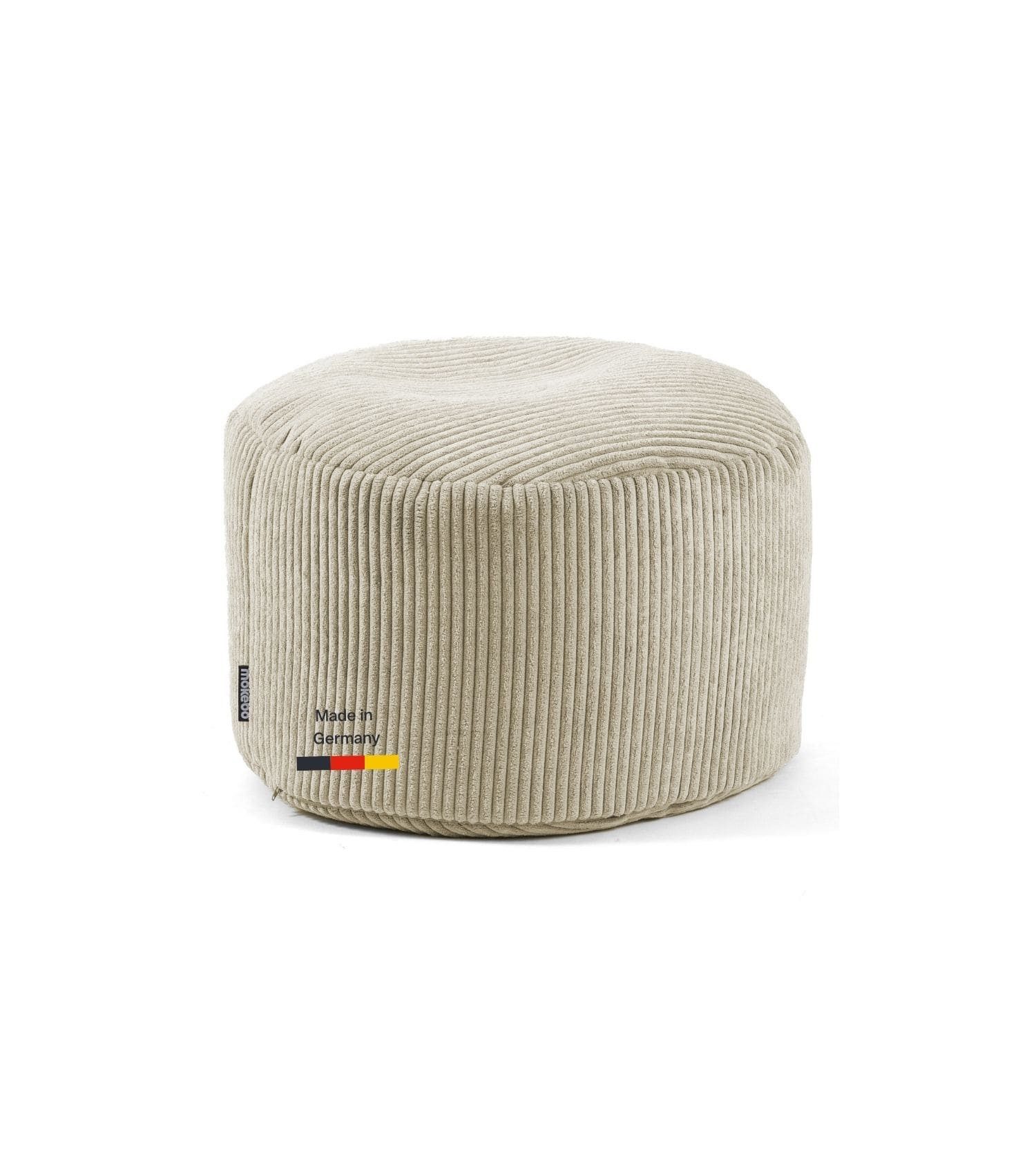 mokebo Pouf Mochi (rund und aus Cordstoff), Made in Germany, Sitzhocker, Bodenkissen, Fußhocker in Beige – Bild 2 von 5