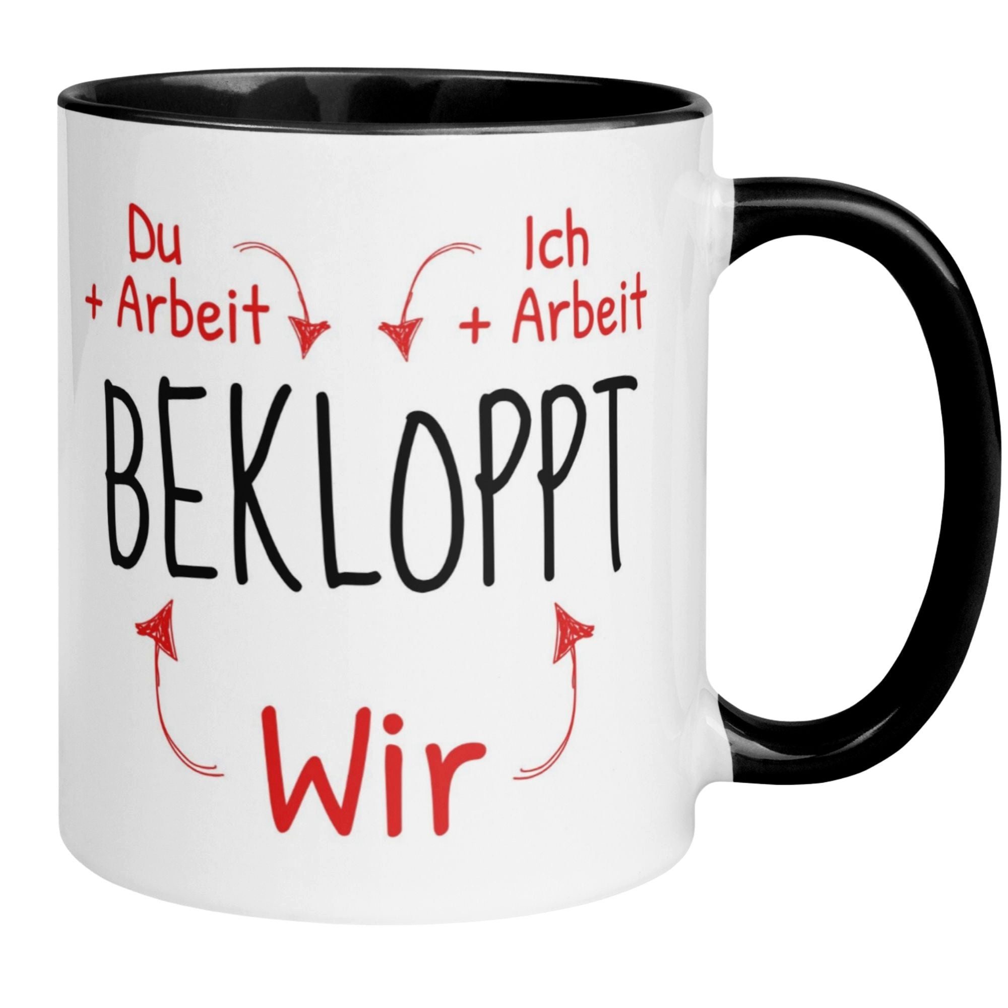 Momentals Tasse Kollege – „Du + Ich = Wir Bekloppt“ – Geschenk Bester Arbeitskollege, Gratis Versand · Links-&Rechtshänder · Spülmaschinenfest