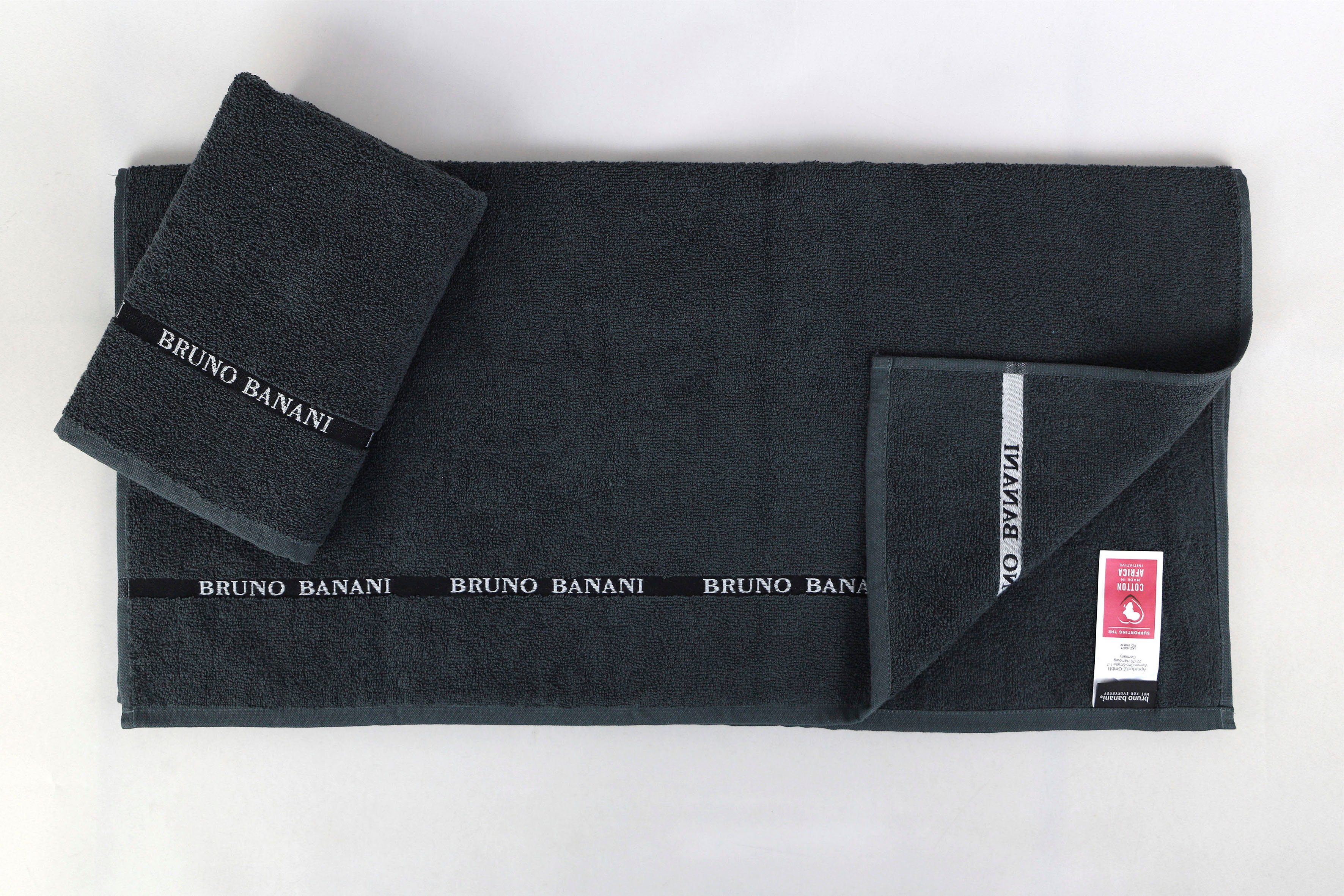 Bruno aus Logostreifen, Banani Set mit 6-tlg), Handtuch-Set 100% einfarbiges Handtuch anthracite Walkfrottier, Baumwolle Danny, (Set,