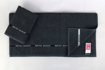 Bruno Banani Handtuch Set Danny, Walkfrottier (Set, 6-St), mit Logostreifen, einfarbiges Handtuch-Set aus 100% Baumwolle