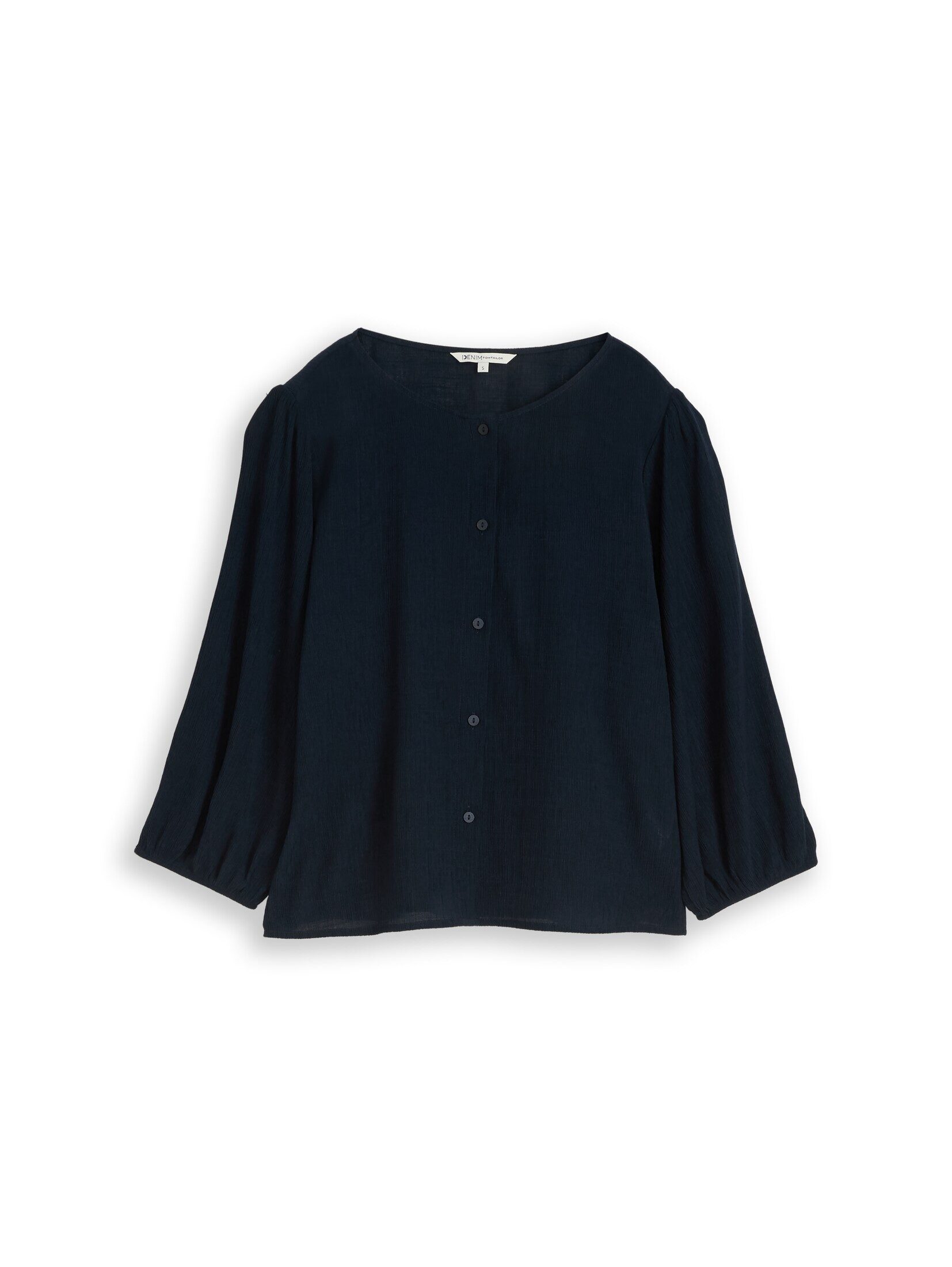TOM TAILOR Denim Kurzarmbluse Blusen & Shirts Crinkle Bluse mit Knopfleiste günstig online kaufen