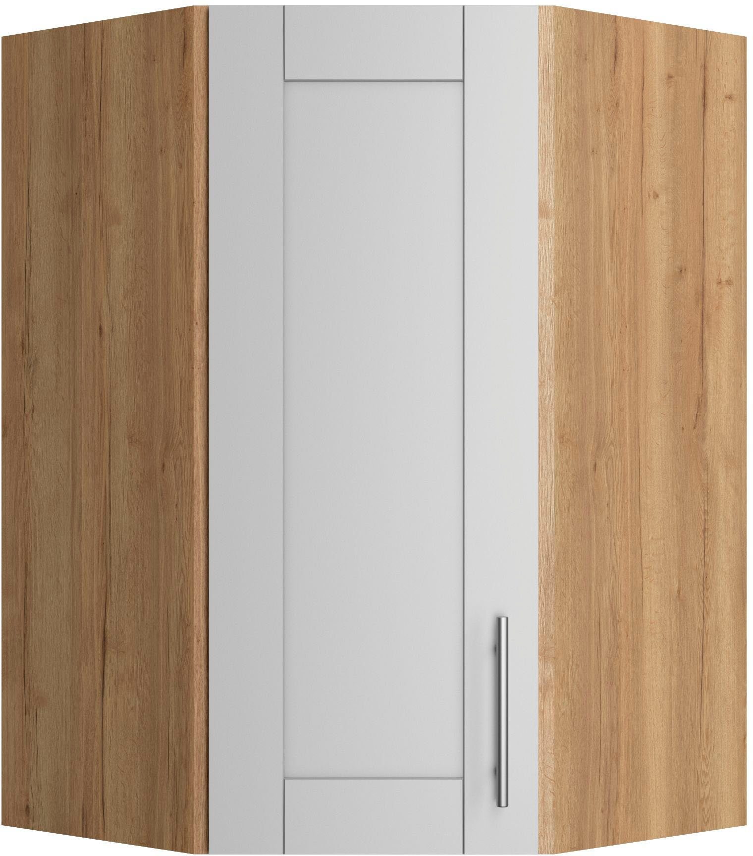 OPTIFIT Eckhängeschrank Ahus Breite 60 x 60cm hellgrau matt/wildeiche Nachbildung | wildeiche Nachbildung