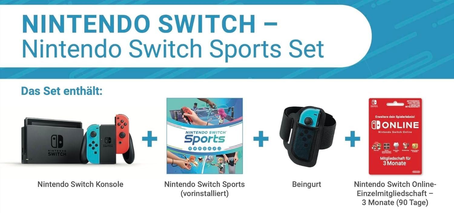 Nintendo Nintendo Switch Sports Set inkl. Nintendo Beingurt Monate Online, Switch Switch (vorinstalliert) Sports + und Nintendo 3