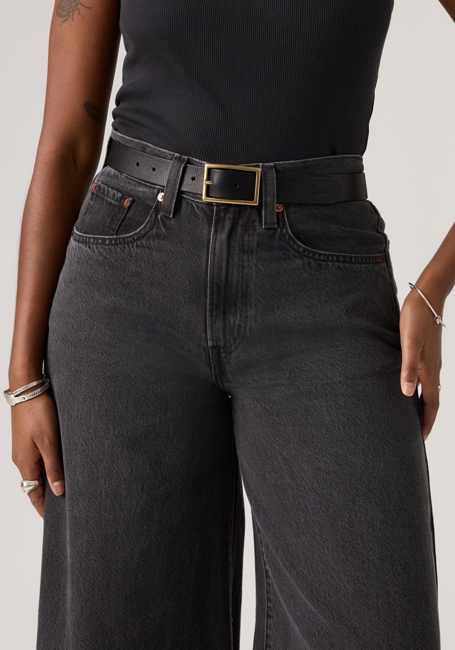 Levi's® Ledergürtel RECTANGLE BELT mit goldfarbener Schließe und Logoprägun günstig online kaufen