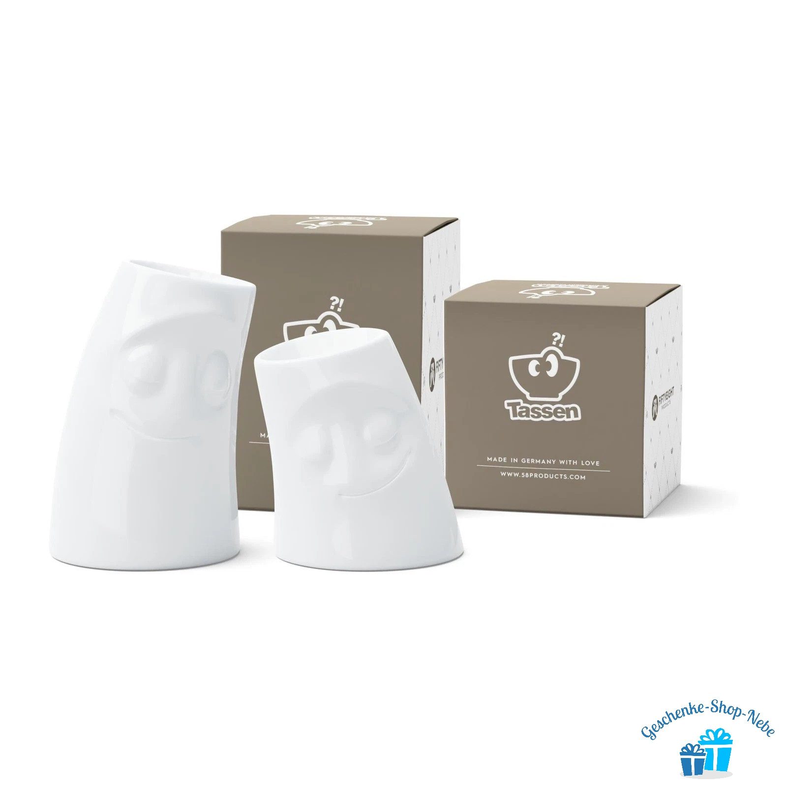 FIFTYEIGHT PRODUCTS Kerzenhalter FIFTYEIGHT 2er-Set Kerzenschmusi "Kuschelig" + "Verschmust" (Set, 2 St., je 1 Stück pro Motiv), spülmaschinenfest