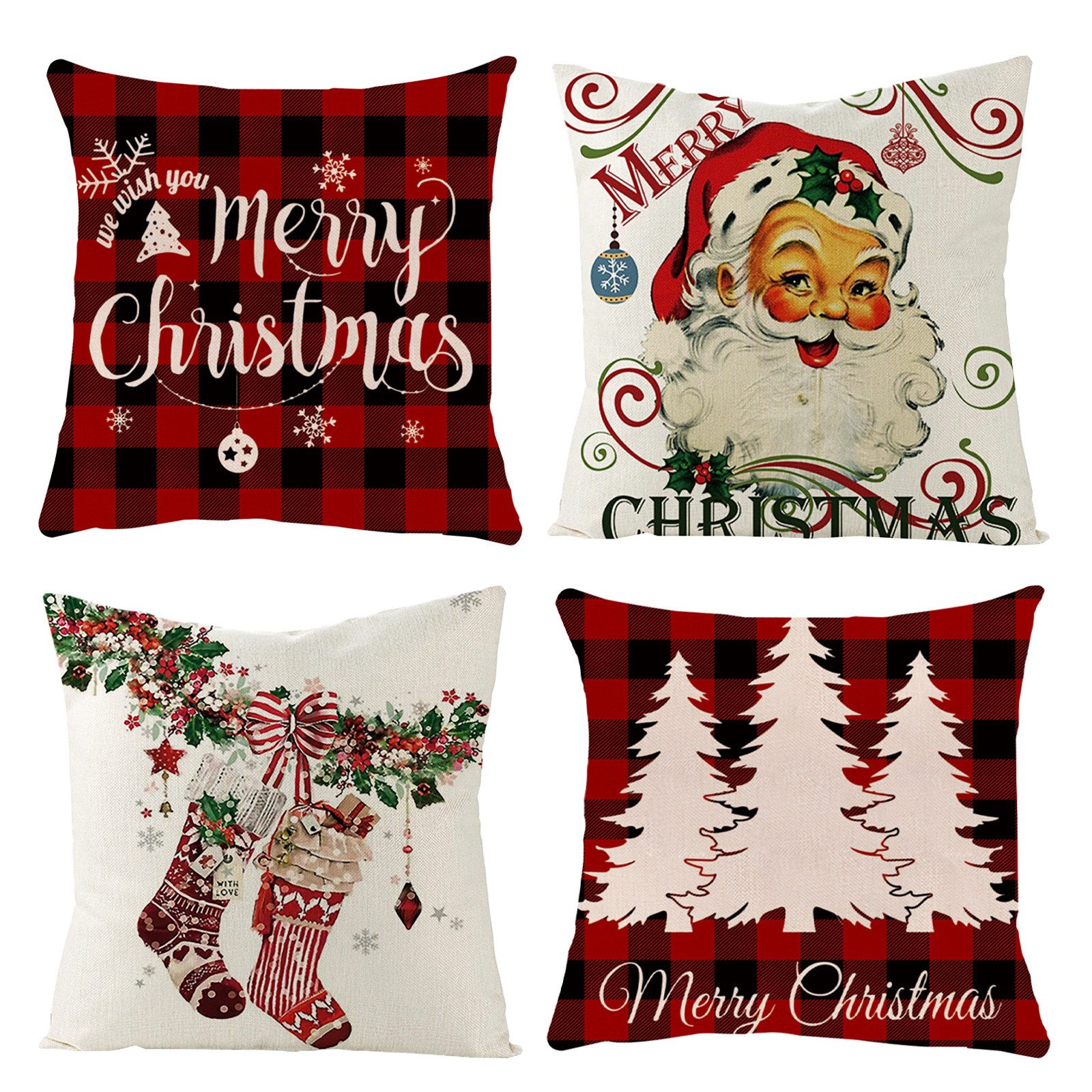 Minicloss Kissenbezüge Weihnachts-Kissenbezüge, 45 x 45 cm,Set of 4