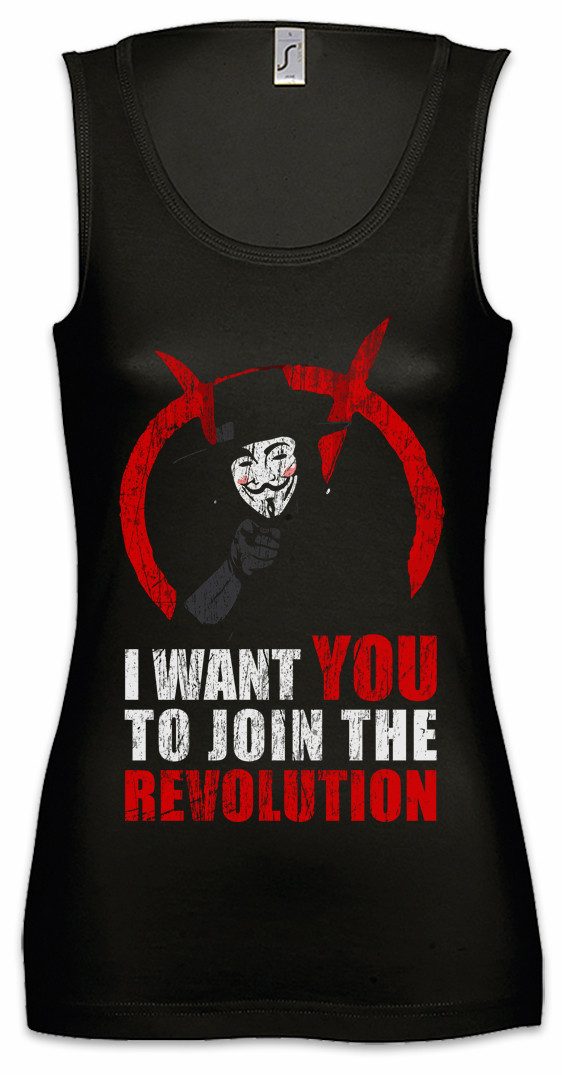 Tanktop Join The Revolution Ärmelloses Damen T-Shirt Anonymous Guy Fawkes We