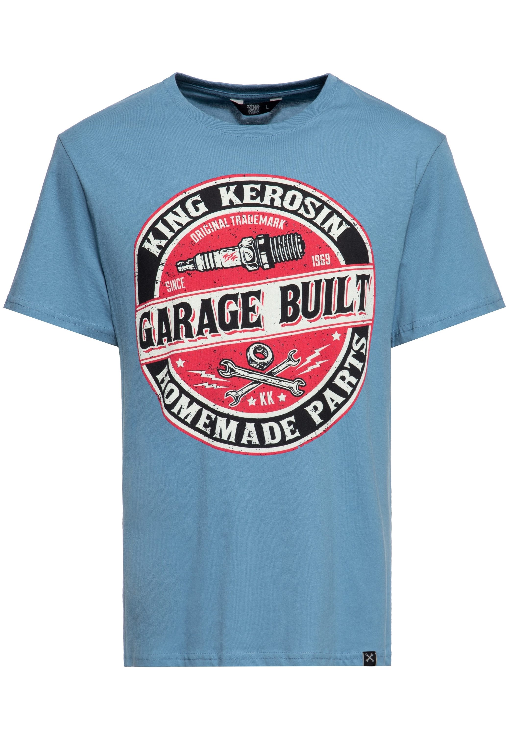 KingKerosin Print-Shirt Garage Built (1-tlg) mit Frontprint im Workerstyle