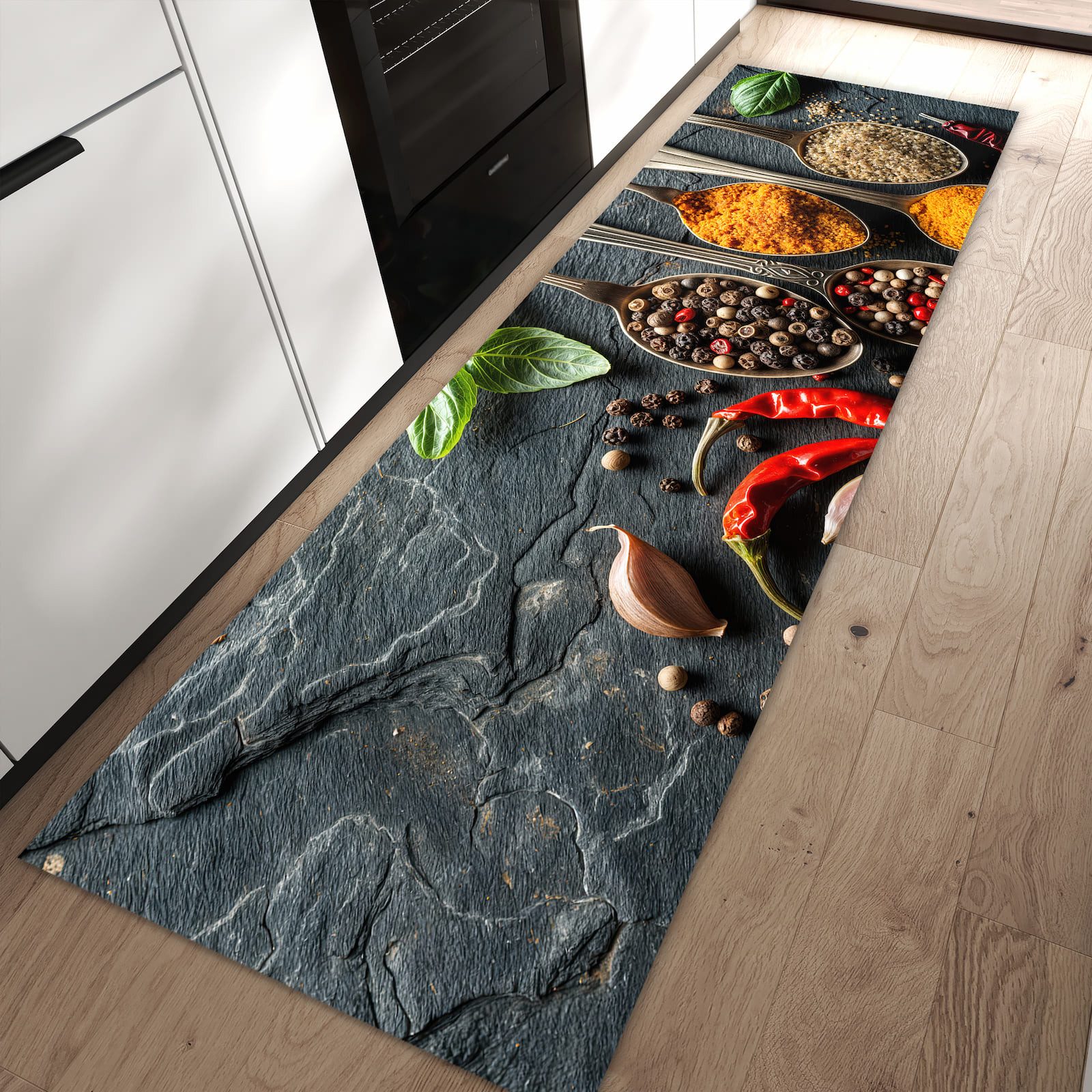 Primedeco Teppich Küchenteppich Küchengewürze PVC rutschfest abwaschbar Läufer, Rechteckig, Höhe: 3 mm, Pflegeleicht & Wasserabweisend