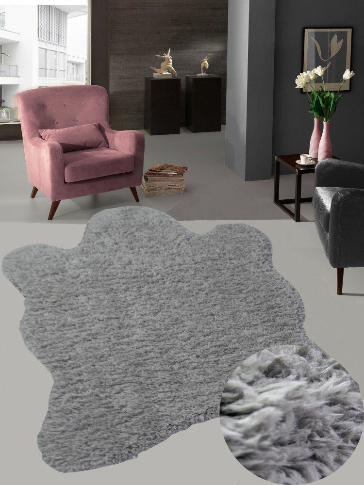 Hochflor-Teppich Kunstfell Teppich Fellteppich Shaggy grau anthrazit,  Carpetia, rechteckig, Höhe: 45 mm