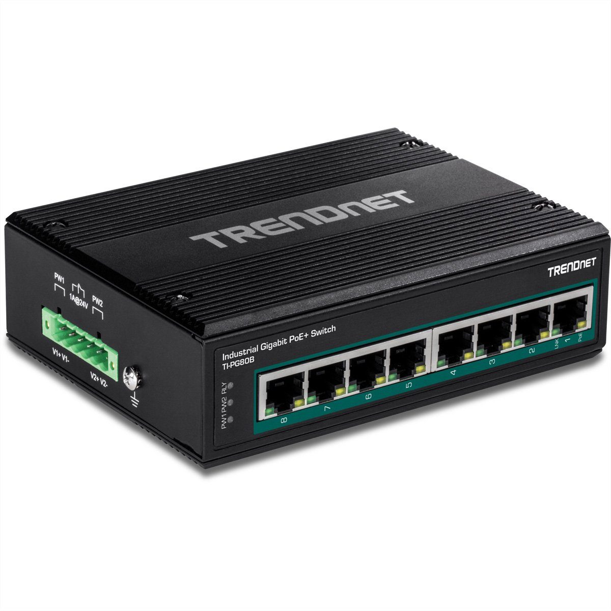 Trendnet TI-PG80B Netzwerk-Switch (24-56V) DIN-Rail Gigabit 8-Port PoE+ Industrial Switch