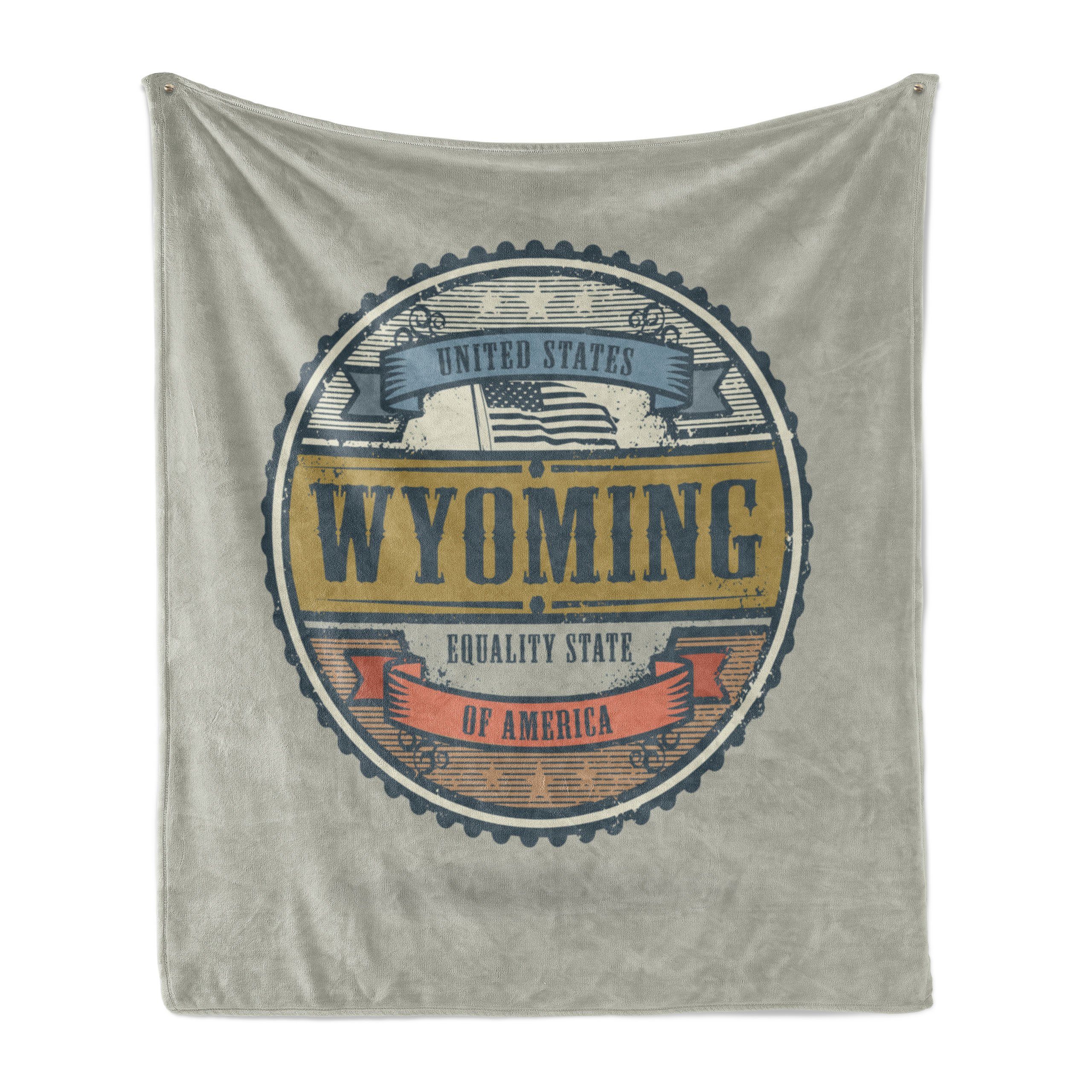 Wohndecke Gemütlicher Plüsch Wyoming Außenbereich, Gleichheit Stempel Abakuhaus, Innen- Staat und den Grunge für