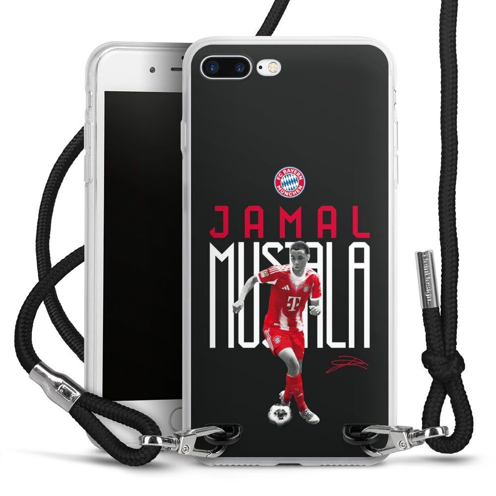 DeinDesign Handyhülle FC Bayern München Jamal Musiala Offizielles Lizenzprodukt, Apple iPhone 7 Plus Handykette Hülle mit Band Case zum Umhängen