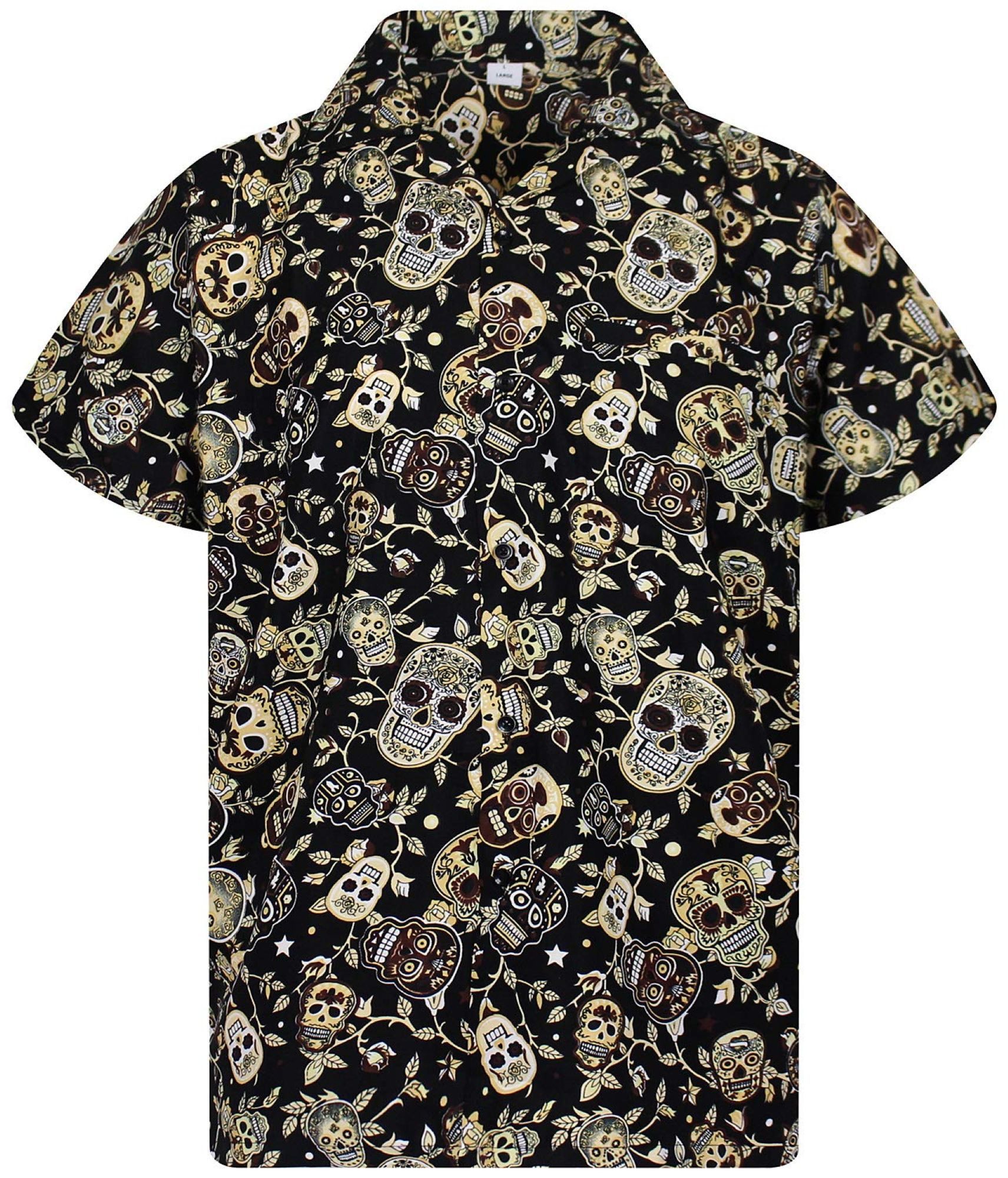 King Kameha Hawaiihemd "Skull" Funky Hawaii-Hemd Herren Kurzarm Front-Tasche Stylish