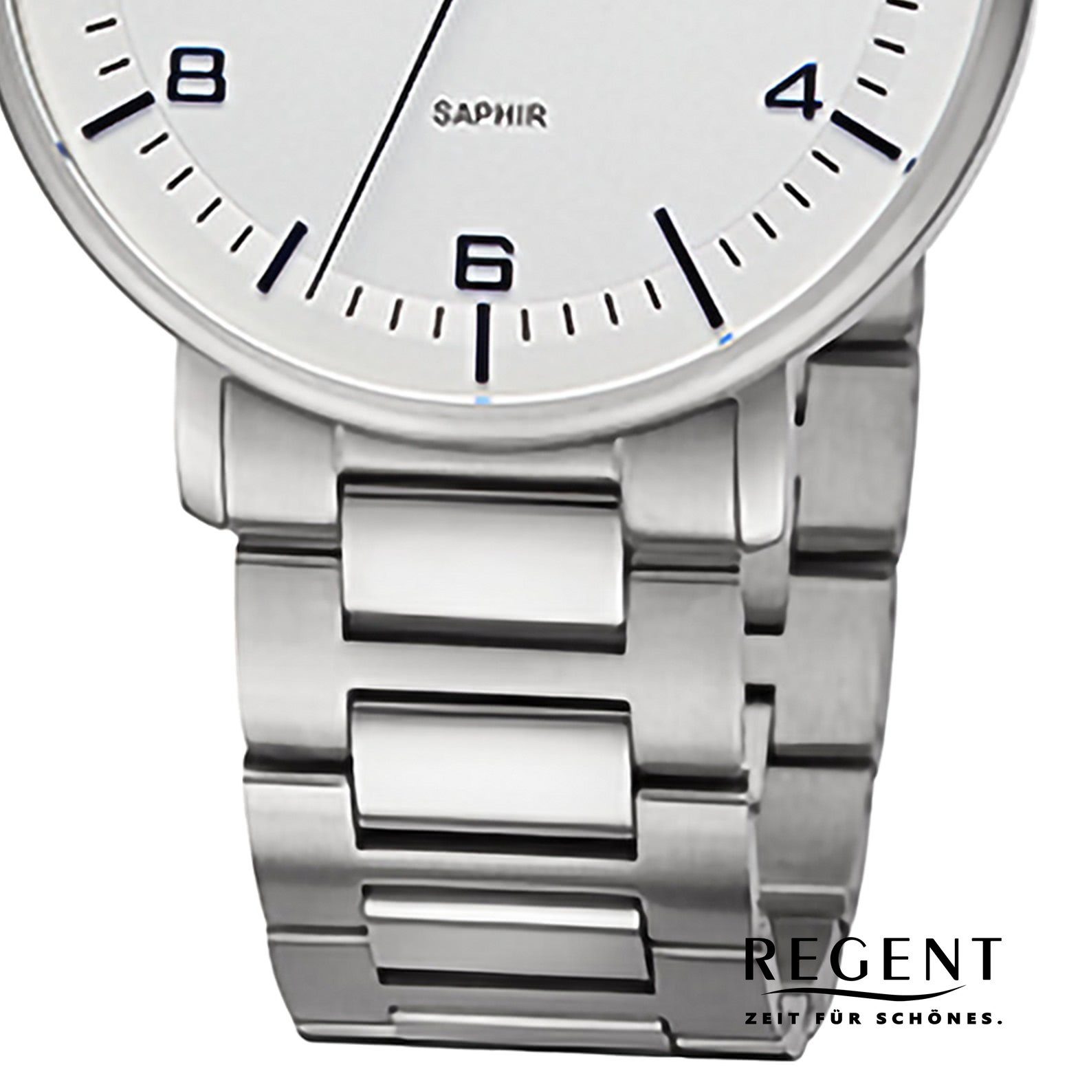 Regent Quarzuhr Analog, extra (ca. Herren rund, Armbanduhr Metallarmband Regent Armbanduhr Herren 42mm), groß