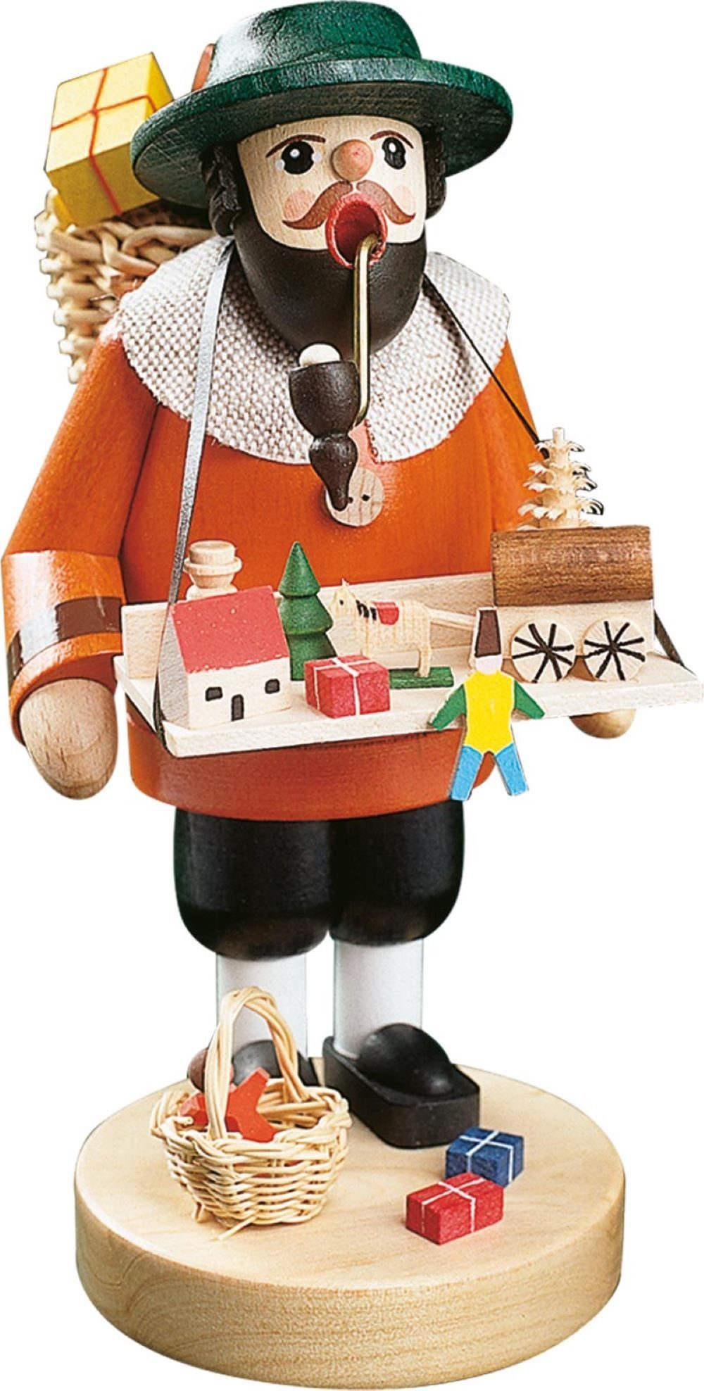 Richard Glaesser Räuchermännchen Spielzeughändler, Höhe 17cm, Handwerkskunst original Erzgebirge