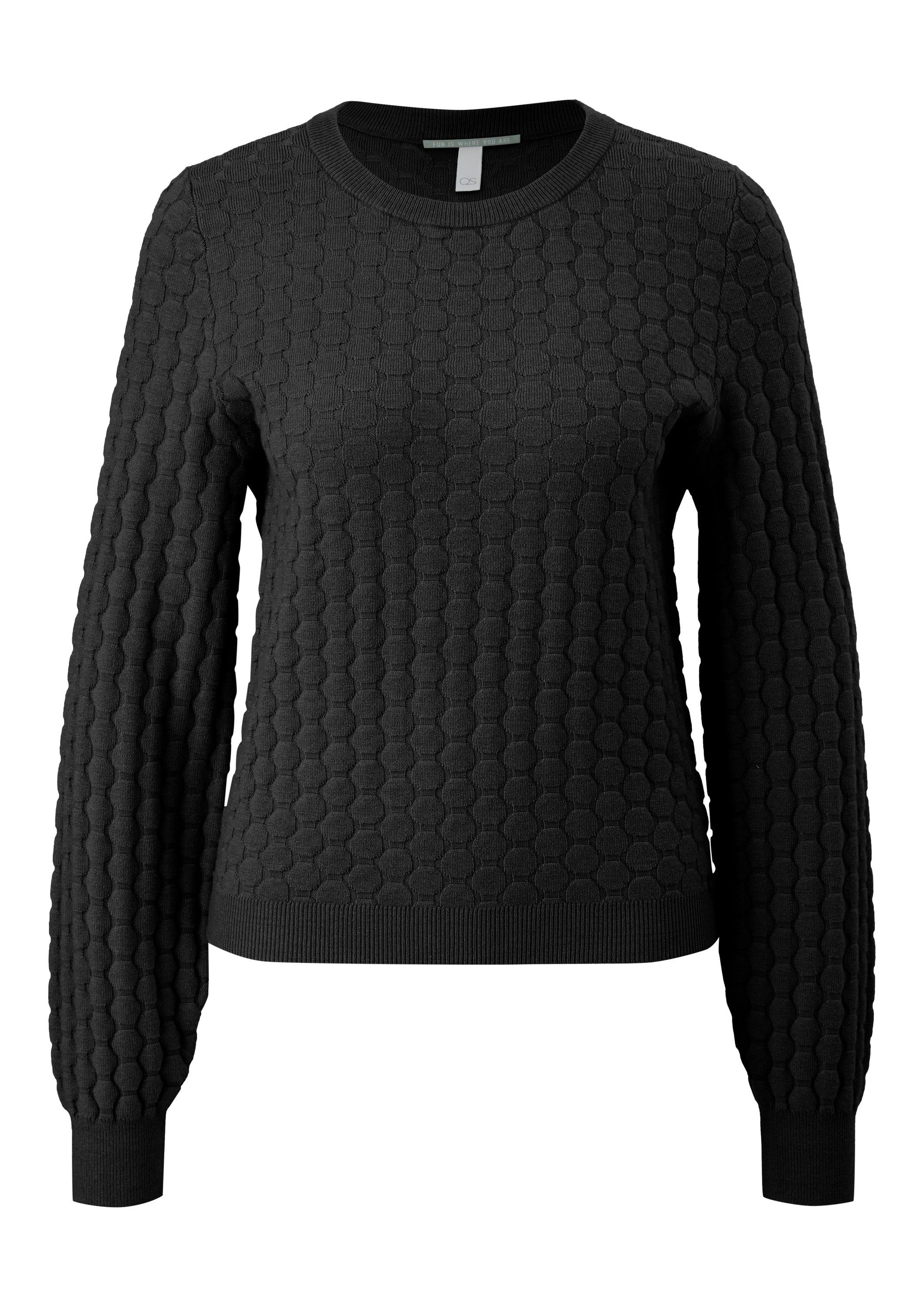 QS Longpullover Strickpullover Strukturierter Pullover (1-tlg) günstig online kaufen