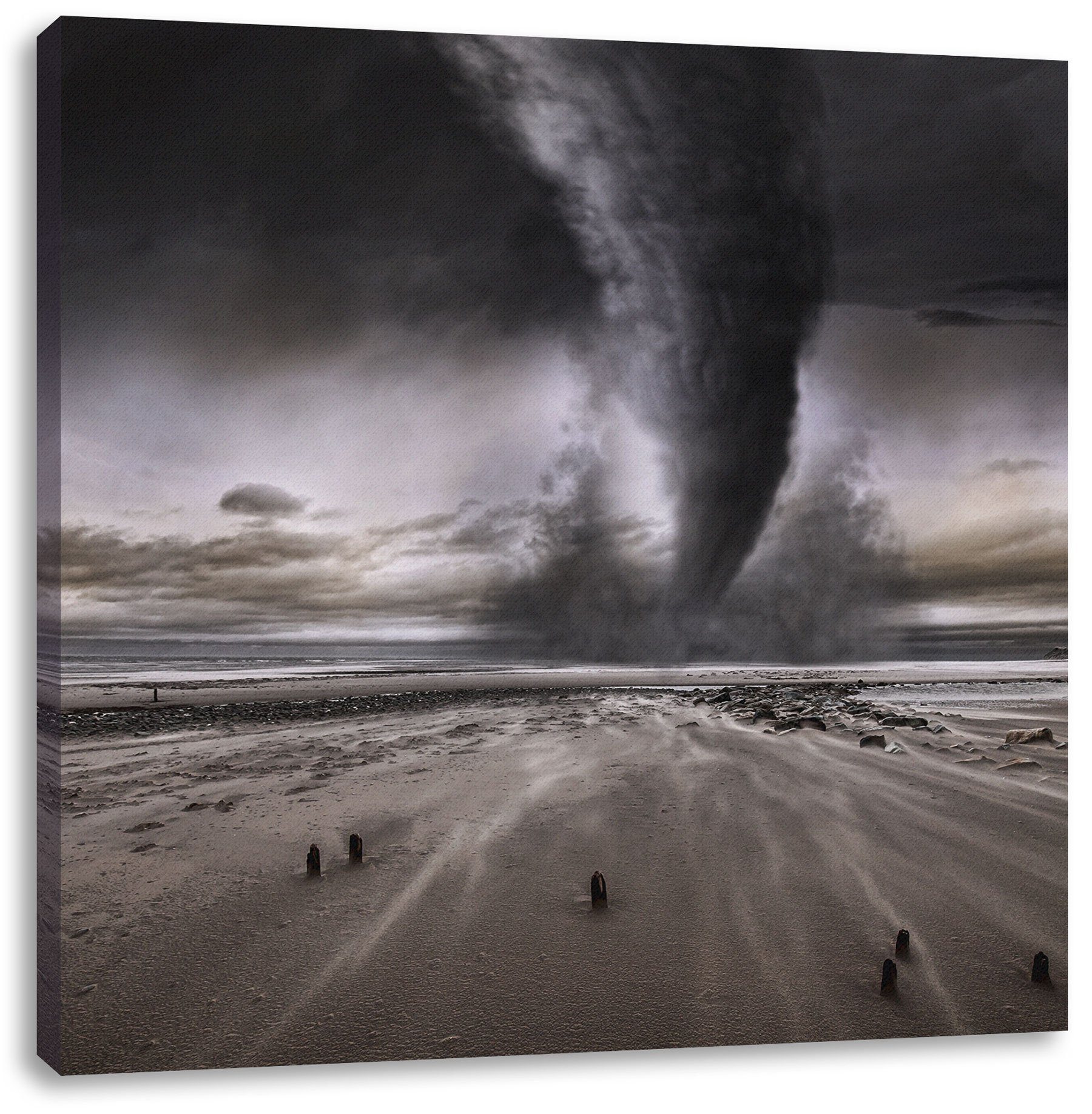 Pixxprint Leinwandbild Dramatischer Tornado, Dramatischer Tornado (1 St), Leinwandbild fertig bespannt, inkl. Zackenaufhänger