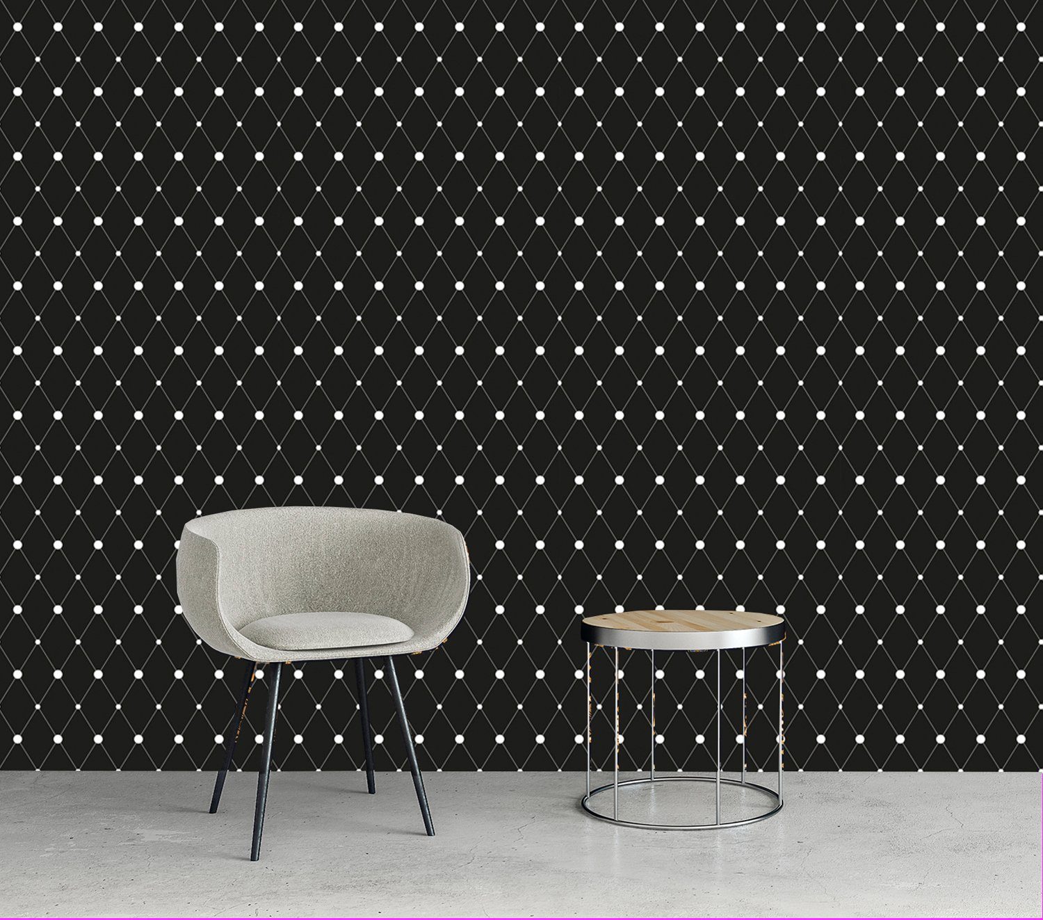 queence Vinyltapete Sarita, glatt, 3D-Optik, Motiv, bedruckt, gemustert, gepunktet, 90x250cm, selbstklebend, kinderleichte Anbringung, Sticker