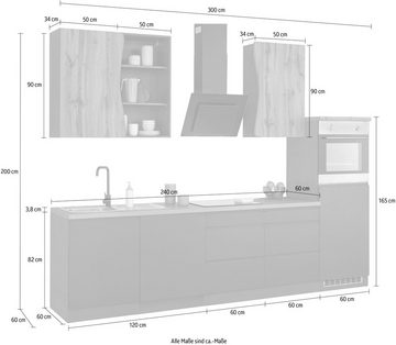 Kochstation Küche KS-Bruneck, 300 cm breit, Ceran-oder Induktionskochfeld, hochwertige MDF-Fronten