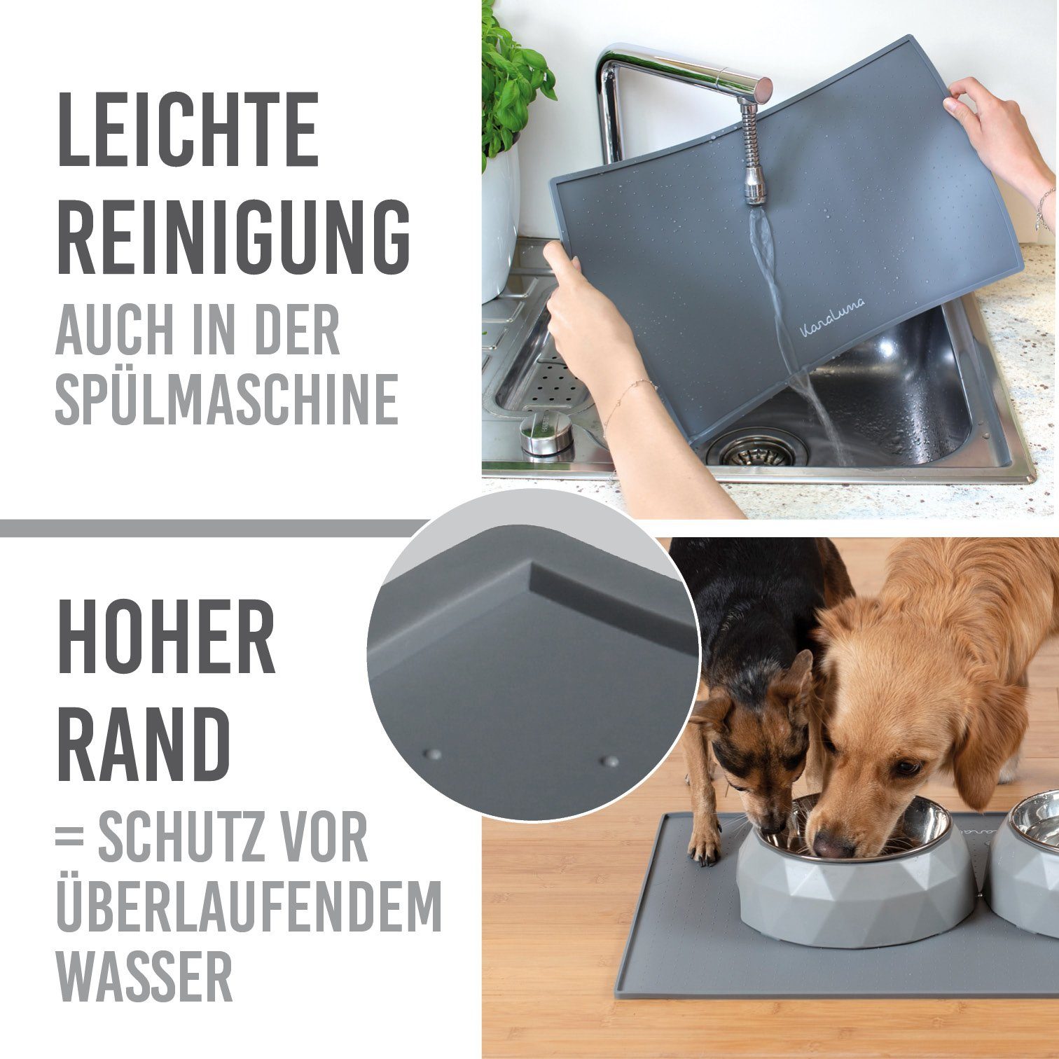 KaraLuna Futternapf Napfunterlage aus Silikon I Futtermatte Hundenapf Unterlage Katzennapf, Silikon-Napfunterlage