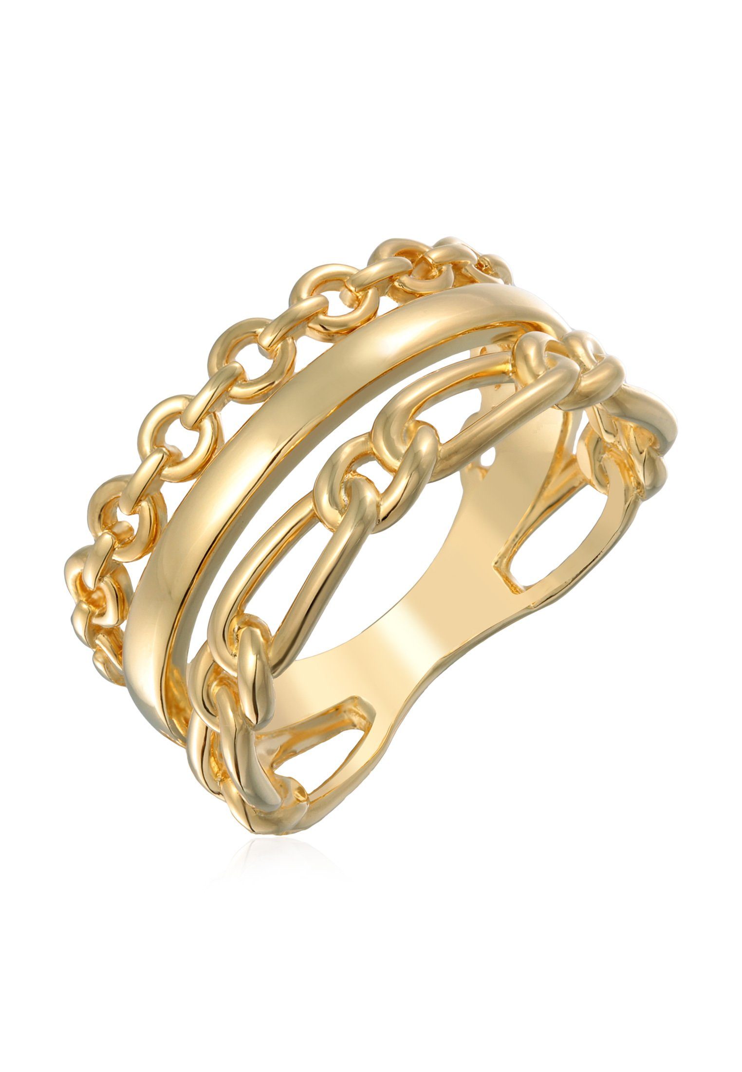 Elli Fingerring Glieder Bandring 3-reihig Goldfarben günstig online kaufen