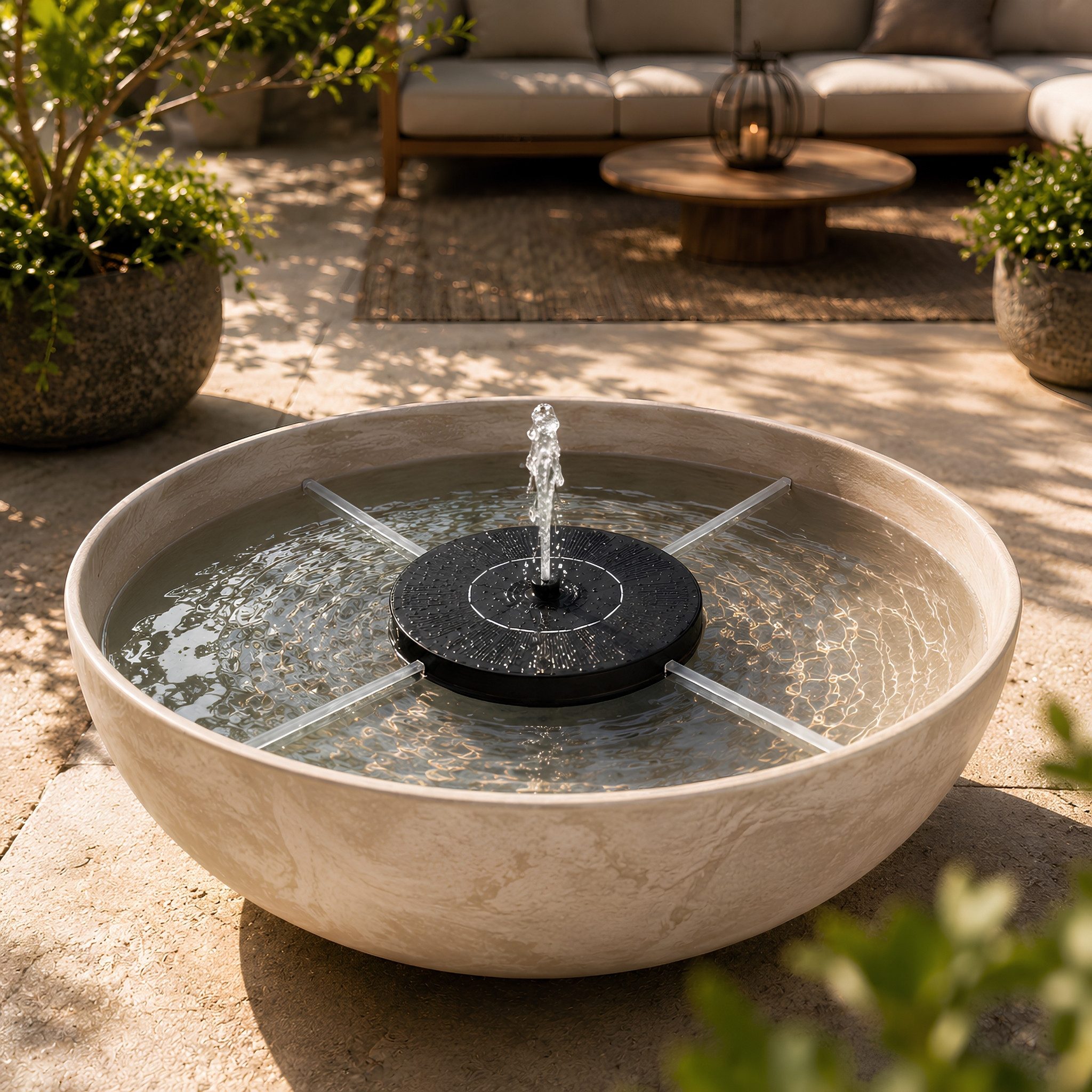 matches21 HOME & HOBBY Blumentopf Solar-Brunnen Wasser-Fontäne für Garten Springbrunnen Miniteich (1 St), Solar Spring-Brunnen Wasser-Fontäne als Garten-Deko Vogeltränke