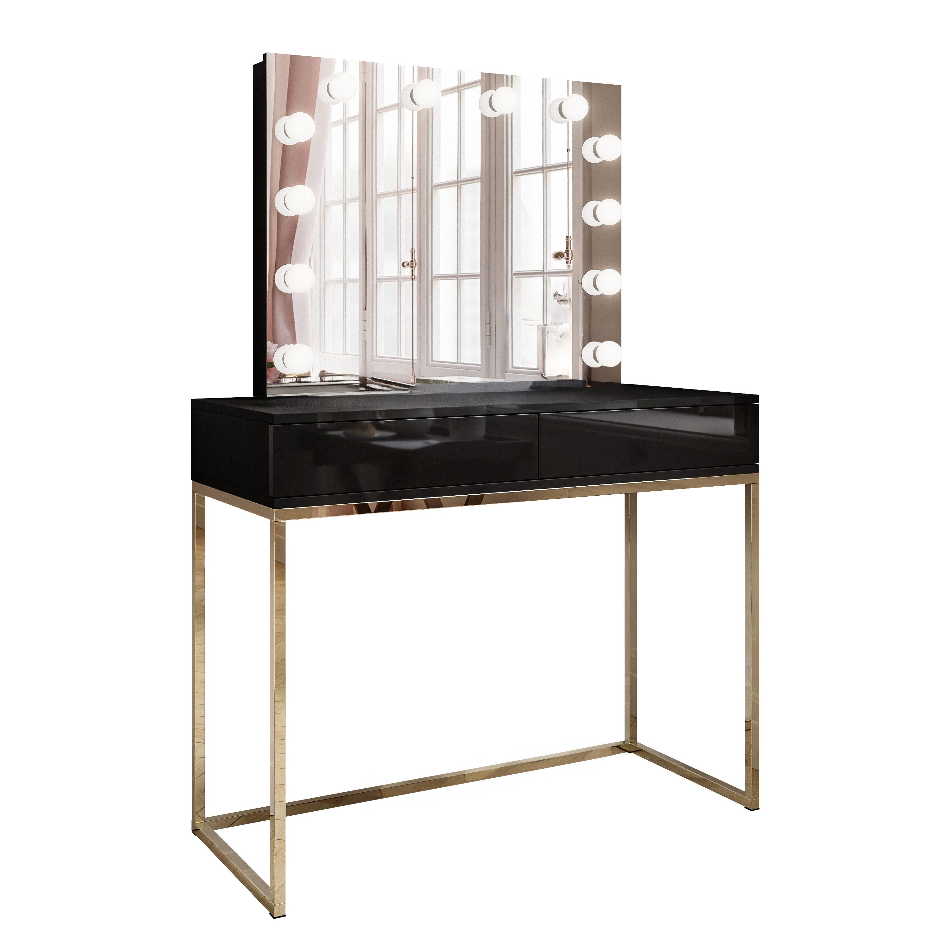 Lookway Schminktisch BLANCO GOLD CHROM ELITE