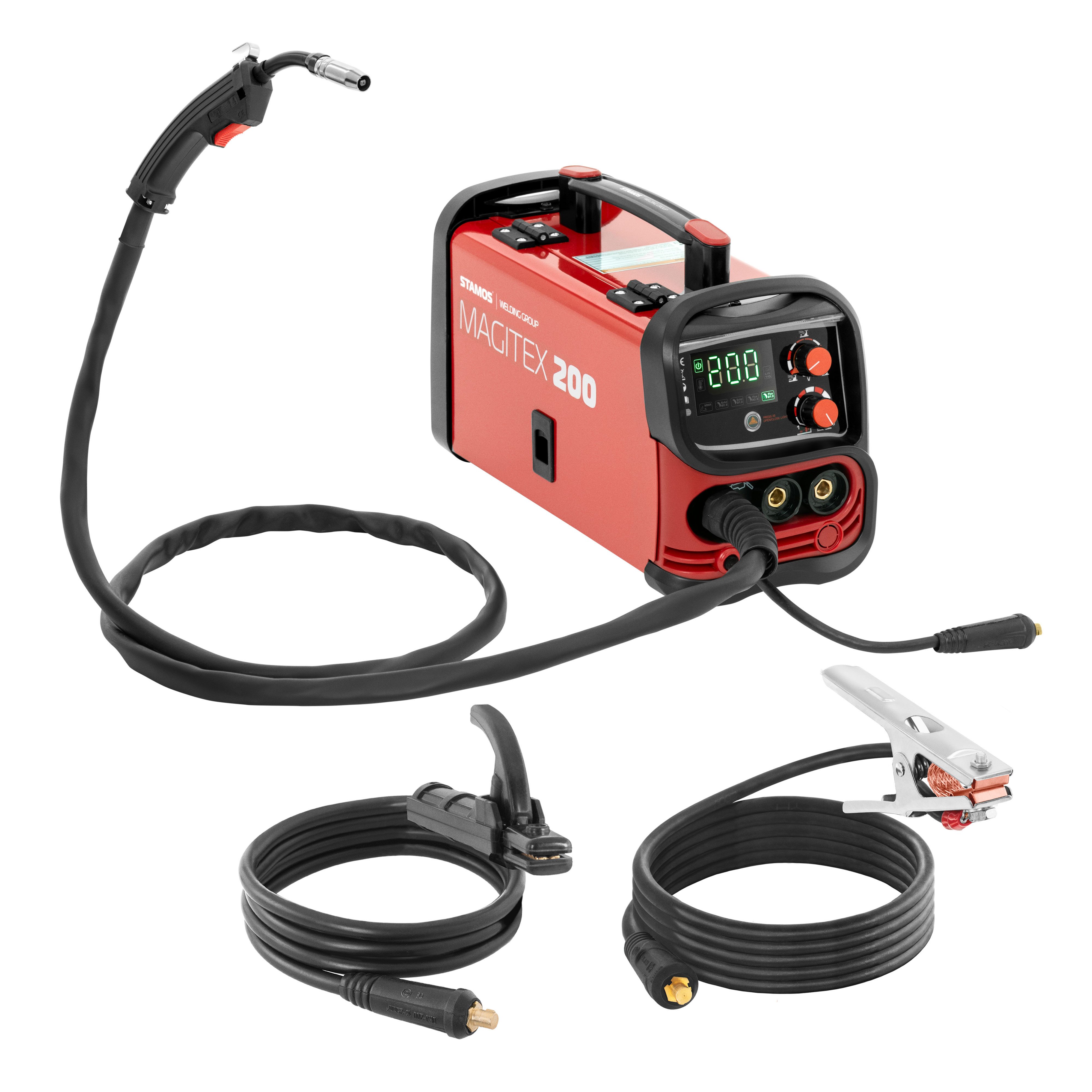 Stamos Welding Group Elektroschweißgerät MIG MAG Schweißgerät 160 A Schutzgas WIG Liftarc MMA Flux E-Hand