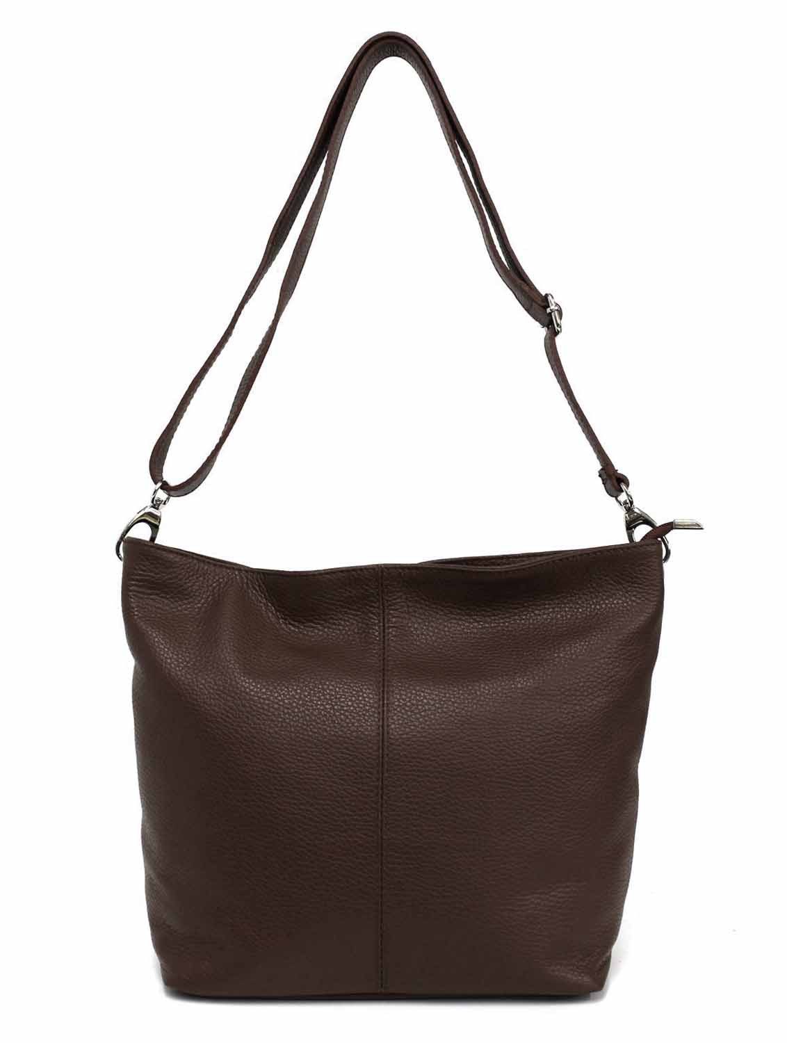 ITALYSHOP24 Schultertasche MADE IN ITALY Damen Leder Tasche Shopper Umhängetasche Cross Over Body, Brusttasche Bag große 3xFach geteiltes Hauptfach Freizeit Abend Urlaub