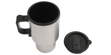 TWSOUL Tasse 12V 450ml Innen Kunststoff Außen Stahl Auto Heizung Becher, Becherkörper aus rostfreiem Stahl.rutschfeste Unterseite